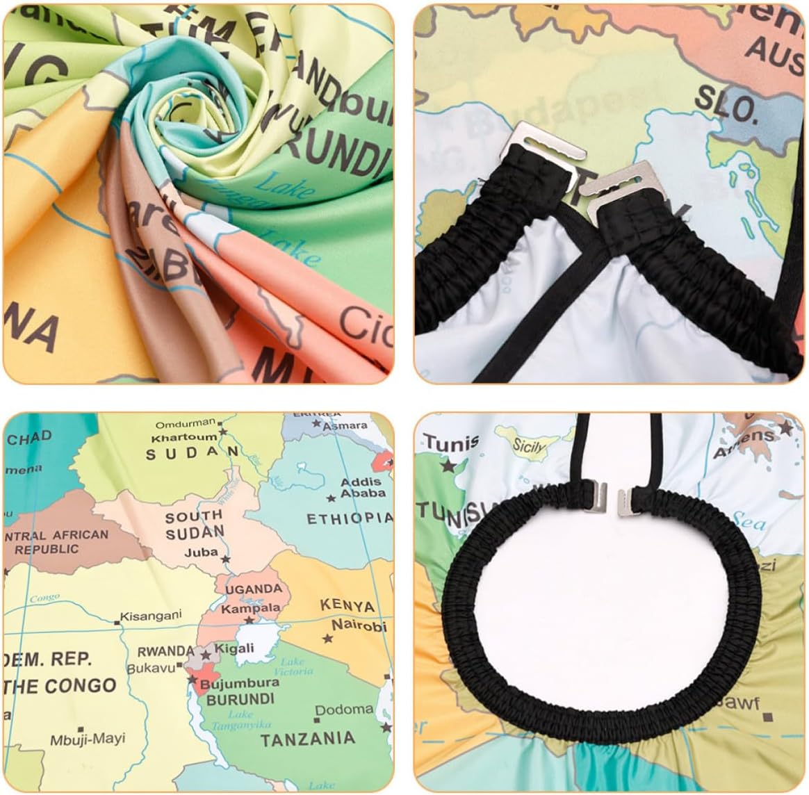 VILLCASE Hair Cutting Cape with World Map Print for Adults, Polyester Pongee Hair Salon Cape, Easy to Use and Versatile Hairdressing Styling Apron for Hairstylists and Individuals