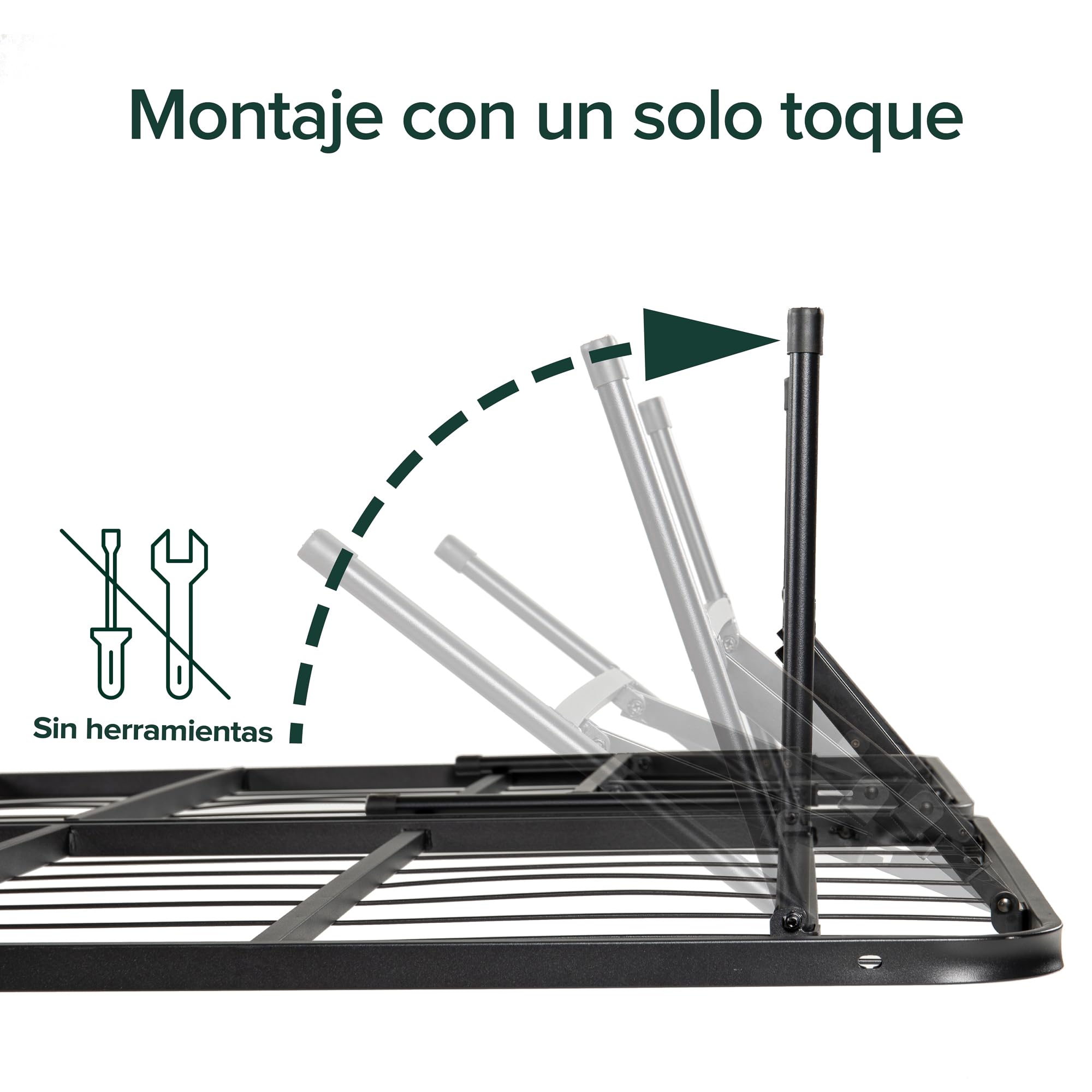 Zinus SmartBase Somier Plegable 90x190 cm - Altura 35 cm - Base Cama Individual en Acero - Montaje Sin Herramientas - Espacio de Almacenamiento - Negro