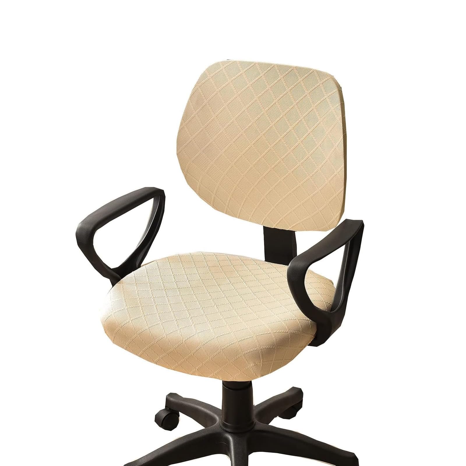 GUYIRT Color Sólido Funda De Silla De Oficina, Antideslizante Fundas para Silla De Escritorio Protector Universal Elástico para Fundas De Sillas Giratorias De Escritorio-Beige