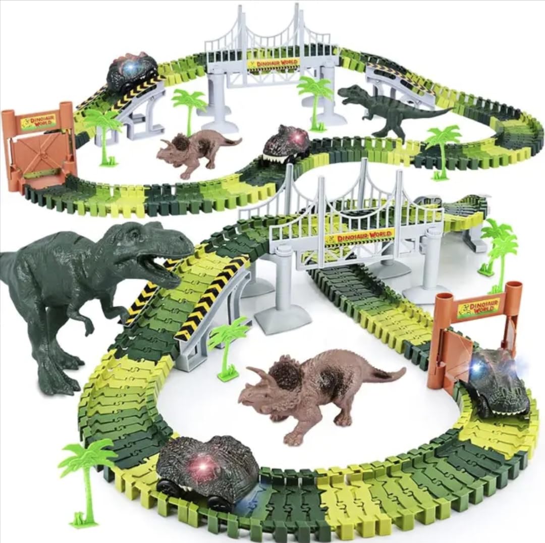 Lovzilly Dinosaur Race Track Set Toy 188 pcs for Kids, Big Size with 1 Dinosaur Car With Lighting; DIY Toys Jurassic World Train Toy with Flexible and bendable Race Track: Best Birthday gifts for Kids (B0CR8N937T) Amazon Price History, Amazon Price Tracker