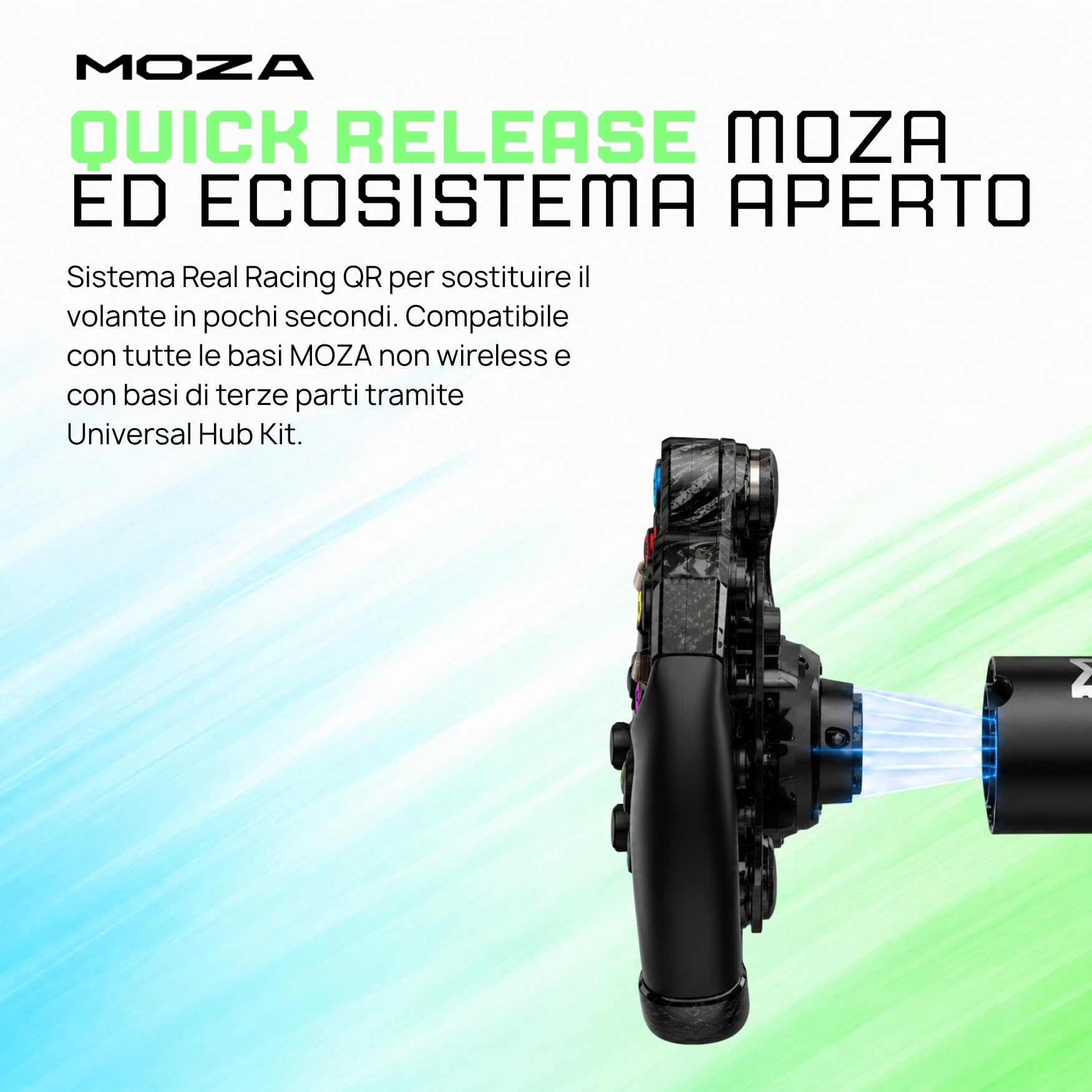 MOZA KS PRO Volante Formula GT 300 mm per Simulatore di Guida PC, Elegante Design a Farfalla, Fibra di Carbonio, Pulsanti RGB Programmabili, Palette Magnetiche Hall con Doppia Frizione, Sim Racing