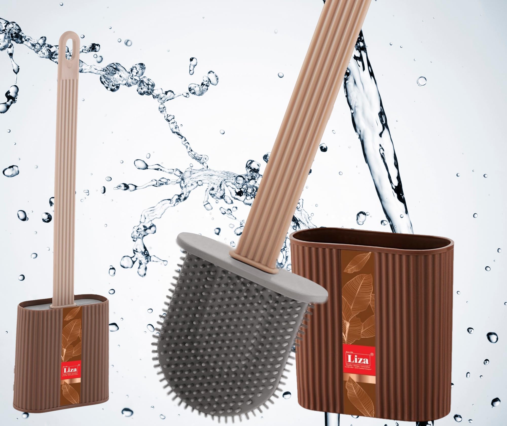 Nabhya Silicone Toilet Brush Anti-Drip Set,Toilet Bowl Cleaner Brush for Bathroom, No-Slip Long Handle (Brown)-image-33