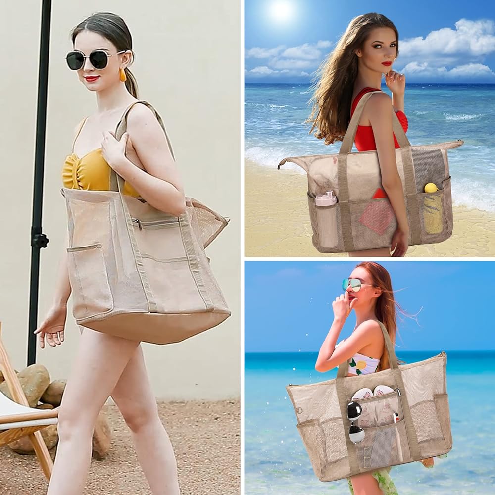 Amazon.com | Eslcorri Mesh Beach Tote - Extra Large Beach