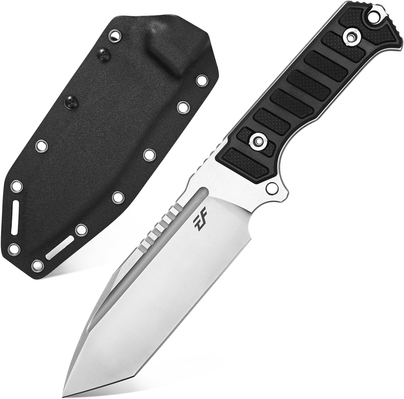 EF135 Fixed Blade Knife DC53 Steel Blade G10 Handle Full Tang Heavy Duty EDC Straight Knifes for Field Working Camping Survival Bushcraft(Silver)