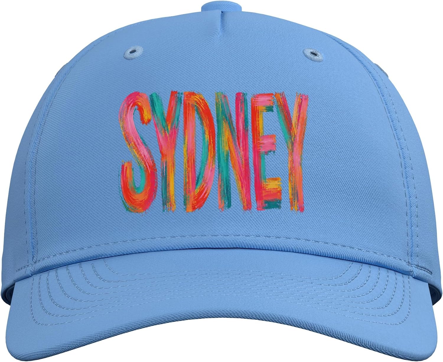 Sydney First Name Colorful Brushstroke Letters Adjustable Baseball Hat image 2