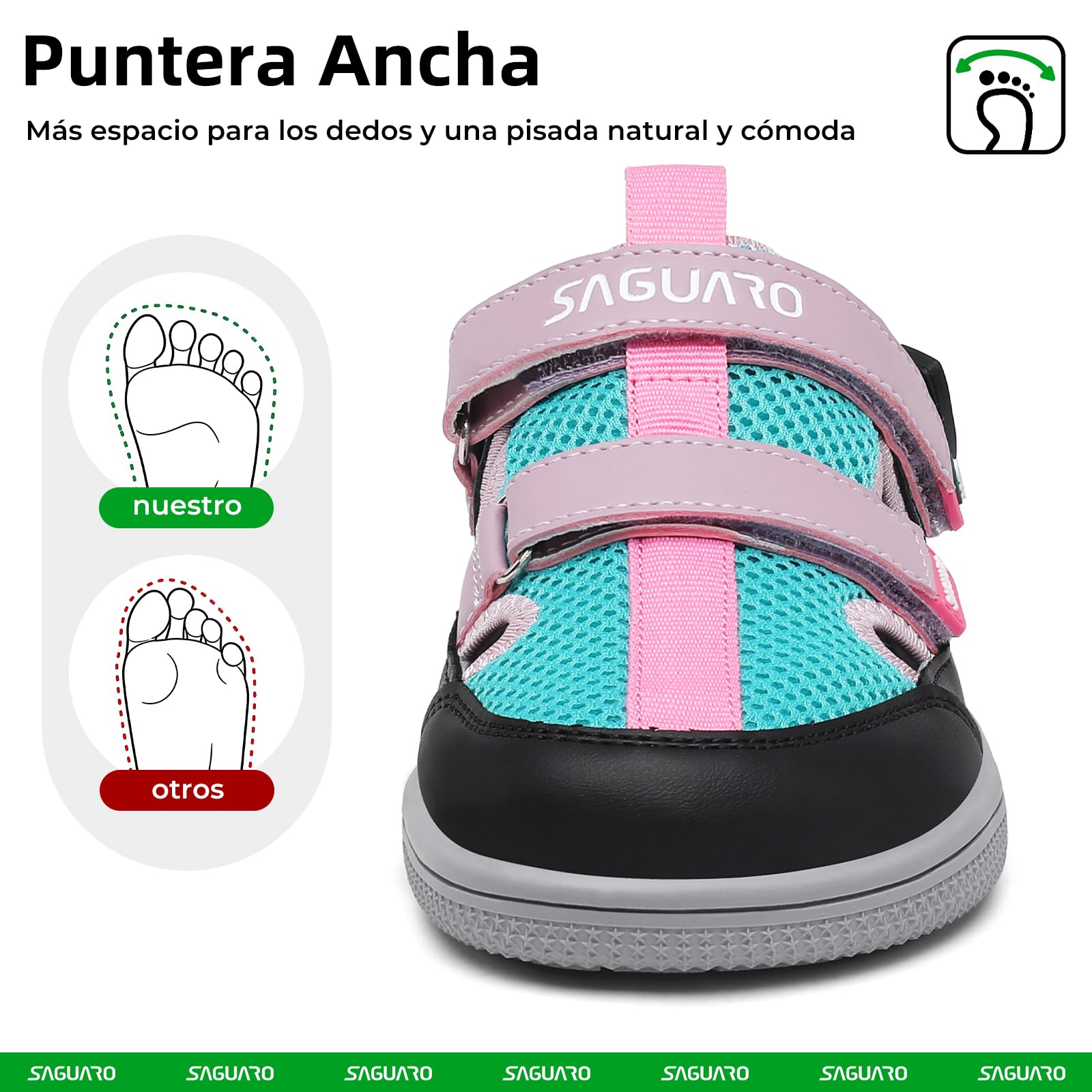 SAGUARO Sandalias Barefoot Niños con Puntera Cerrada Zapatillas de Verano Ligeras Transpirables- Diario, Colegio & Tiempo Libre, 25-36 EU — view 4