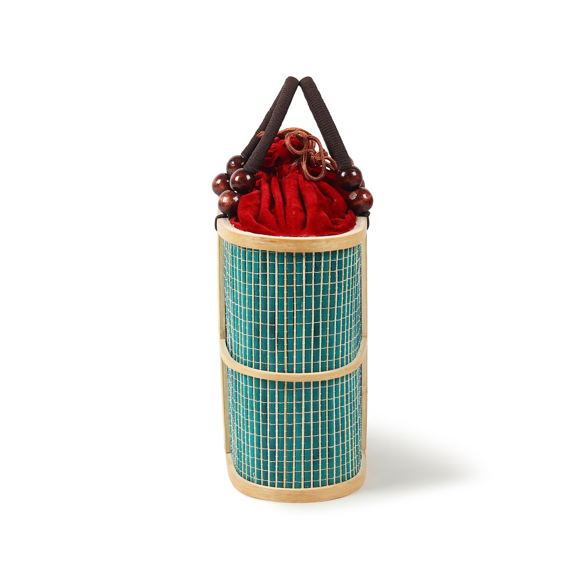 Habere India-All the Cultures Fabricating India Bamboo Picnic Basket with Top Handle Ideal for Outdoor Dining and Family Picnics | Wicker Modern Picnic Basket (L35 x W15 x H28 cm) 4