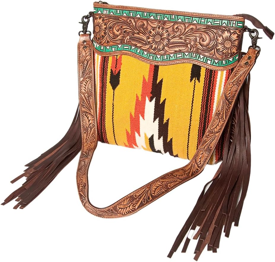 American Darling Signature Crossbody Hand Tooled Saddle Blanket Genuine Leather Women Bag Western Handbag Purse