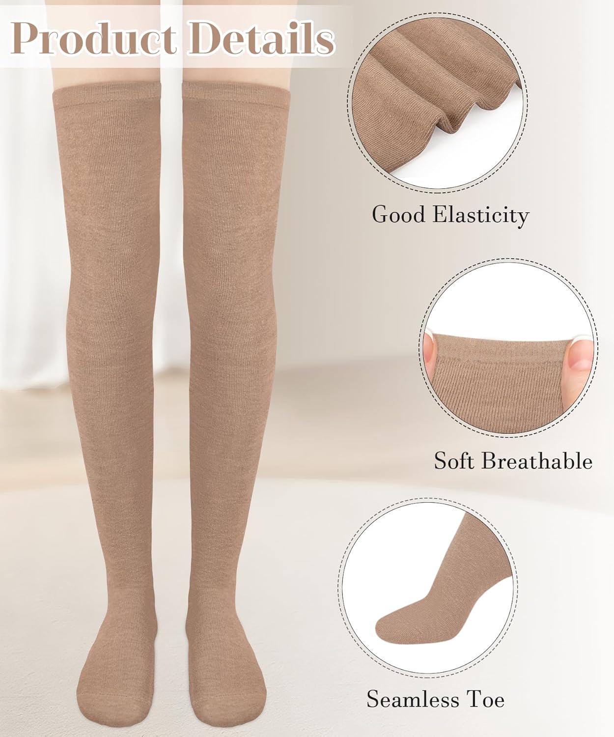 Chalier Thigh High Socks for Women Casual Thigh Socks Soft Comfort Womens Stockings for Holidays - Image 5