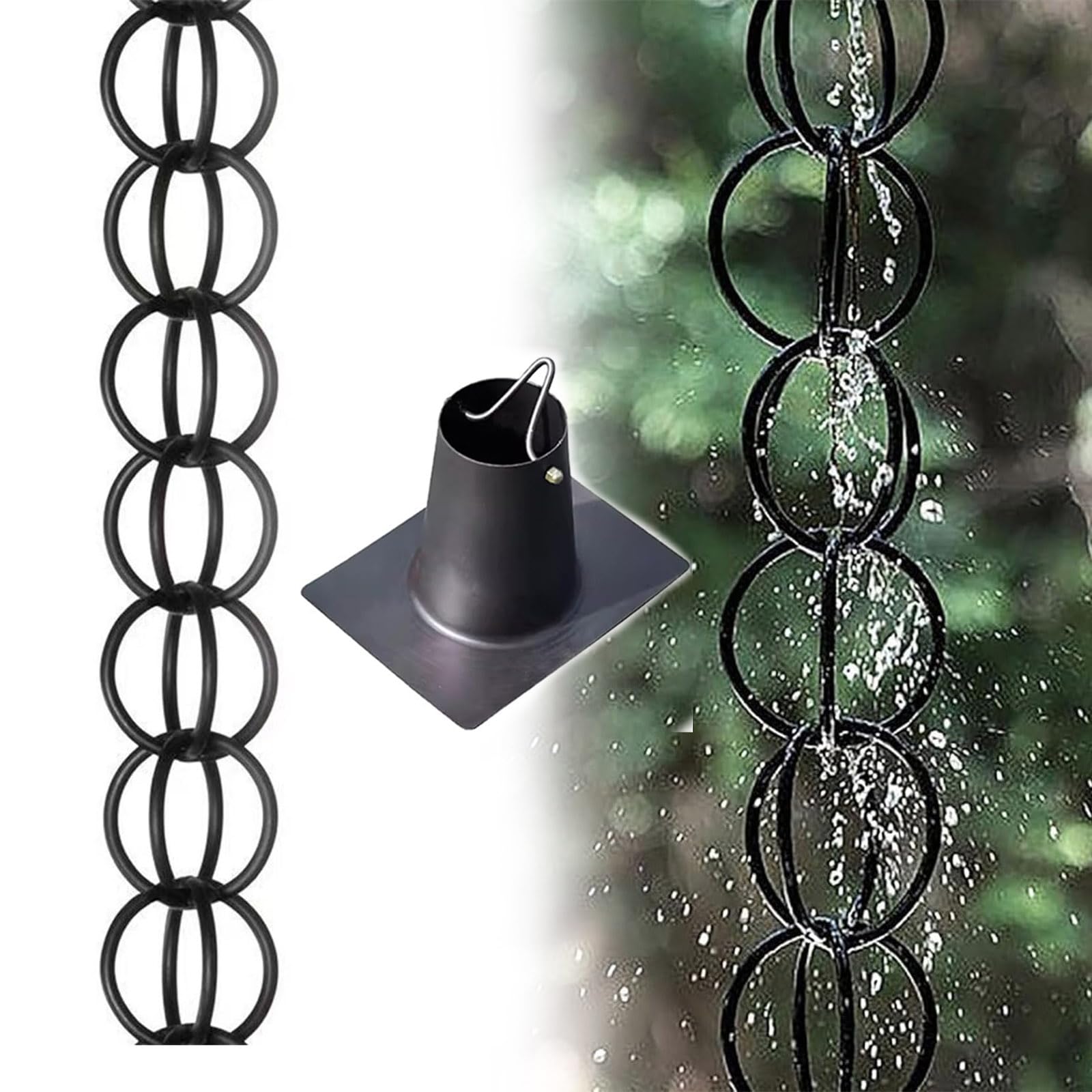 Regenkette Ablaufkette,den Außenbereich,Dachrinnenadapter,Zur Traufenentwässerung,Haustraufen,Garten,Veranda und Terrasse,Als Regenfallrohr,Outdoor-Dekoration,Alternative zu Wasserelementen