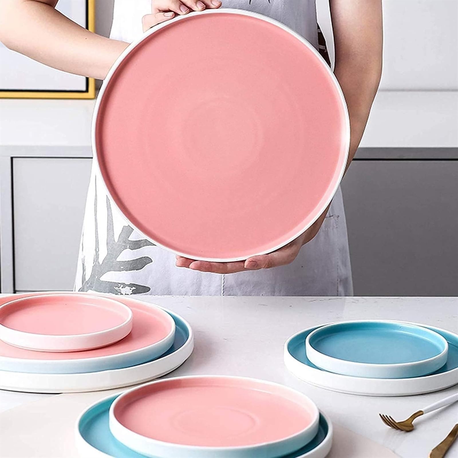 Uchwyt na ciasto i ser taca ze szklaną kopułą pokrywką, zestaw pudełek na żywność różowa ceramiczna przezroczysta osłona przeciwpyłowa dekoracyjna taca (24,4 cm)