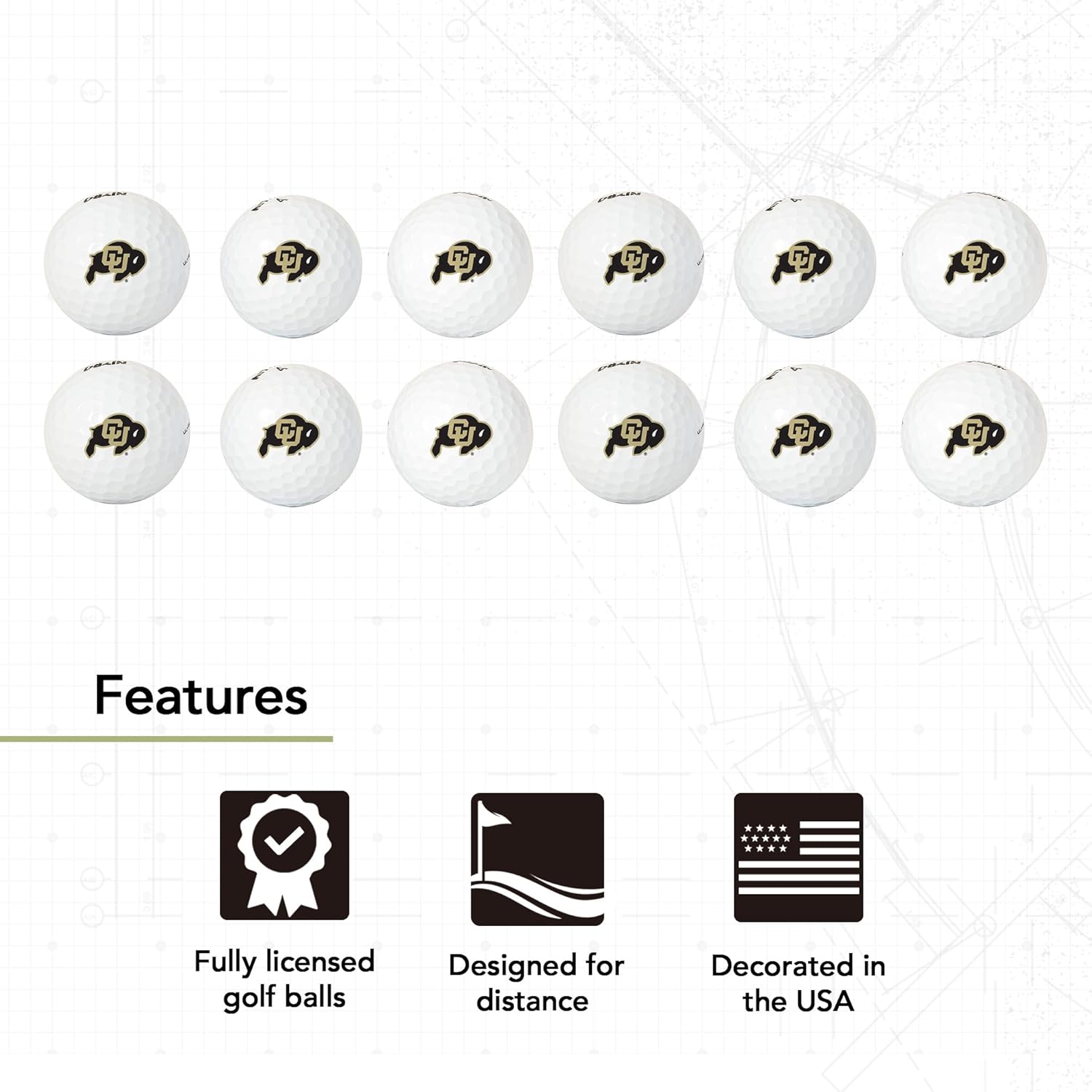 Desert Cactus University of Colorado Boulder Golf Balls 12 Pack – CU Buffaloes Full Color Dozen – Officially Licensed Sport Team Accessory (Design B)