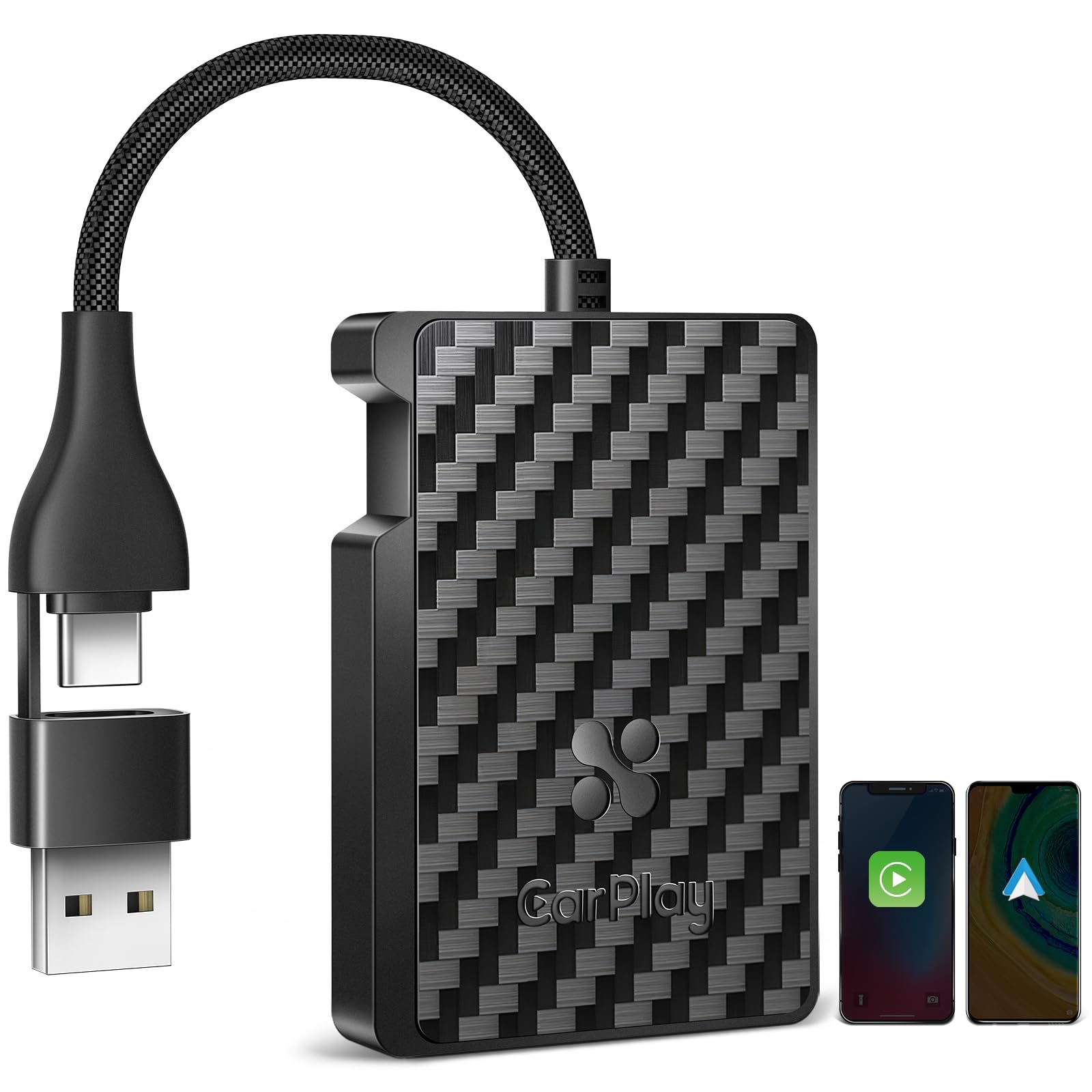 Wireless Carplay Adapter for iPhone,2025 Upgrade Convert Wired to Wireless CarPlay Adapter Dongle, Plug & Play for Cars,Fit for Cars with Built-in CarPlay（Carbon Fibre Car Play）