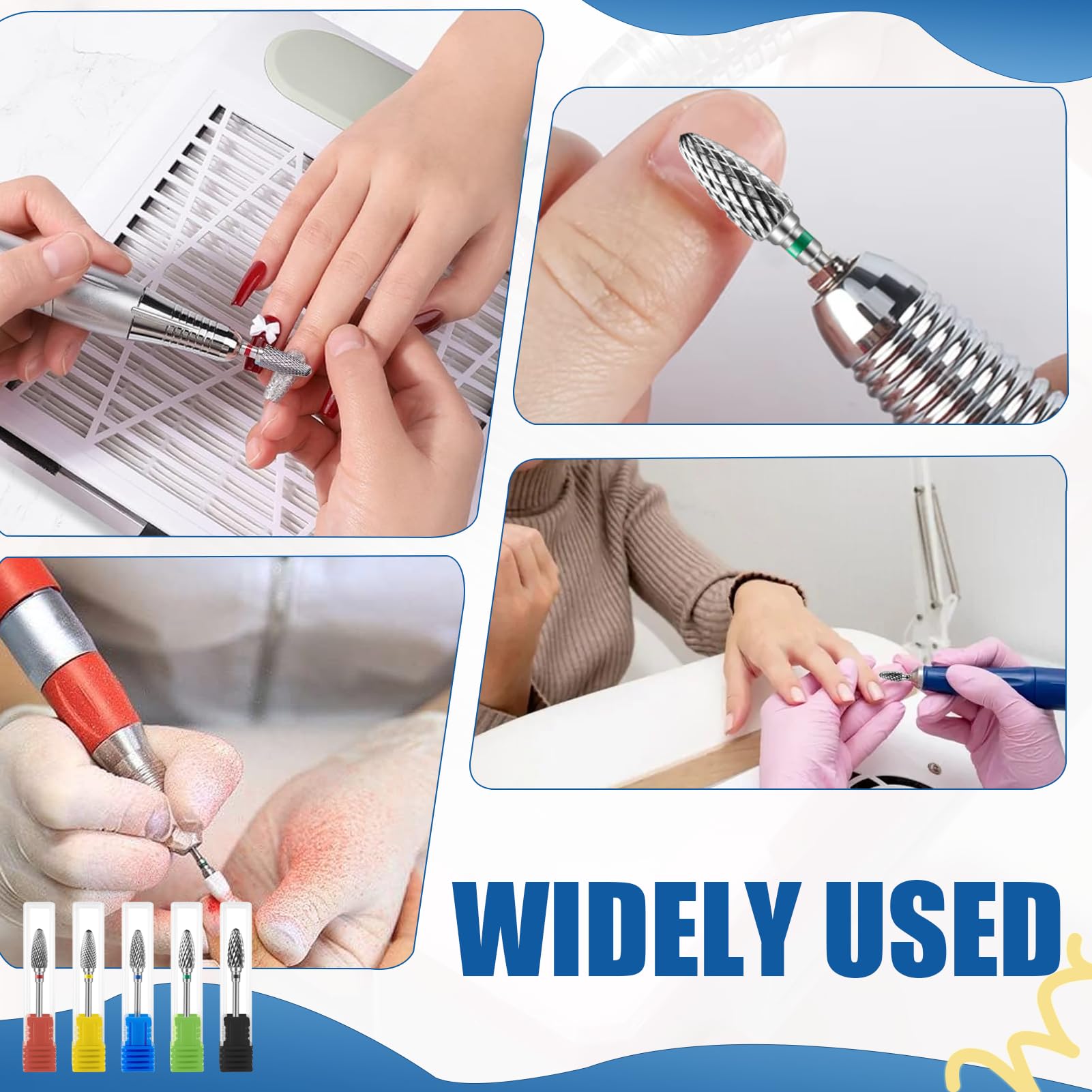 5 punte per fresa per unghie in tungsteno, carburo di tungsteno, punte per fresa, strumenti professionali per manicure e uso domestico, fresa in acciaio al tungsteno