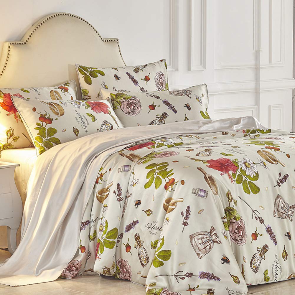 Miękki 19 Momme jedwabny zestaw poszewek 4 szt. Jedwabnych prześcieradeł Komplety pościeli, 100% jedwabiu morwowego ślubna kapa na kołdrę Sheets-a Queen2 Warm as ever