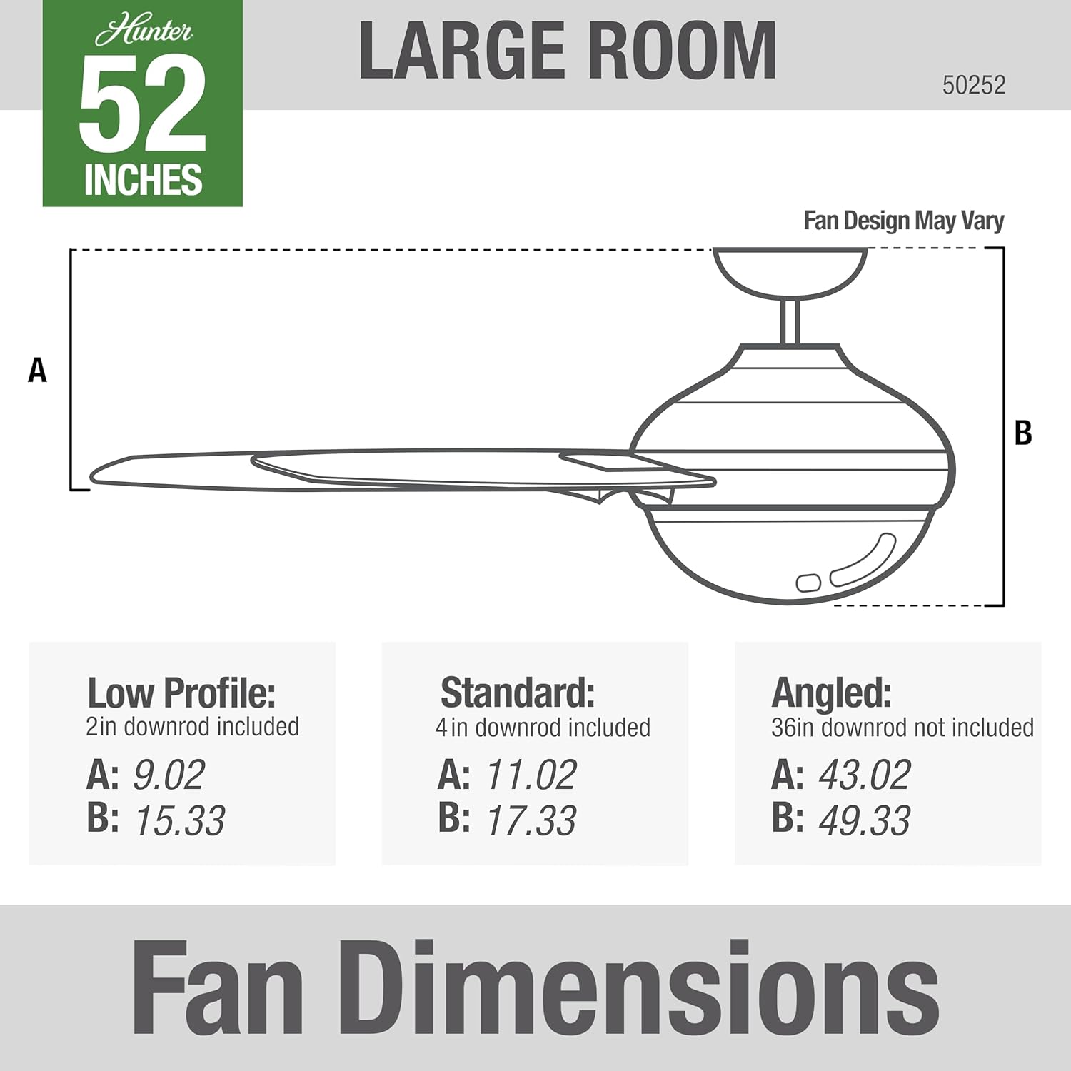 Hunter 52 inch Outdoor or Indoor Ceiling Fan with LED Light - Rustic Ceiling Fan with Pull Chain, For Bedroom, Living Room, or Patio, Standard Mount, No Remote - Mill Valley 50252, Indigo Blue