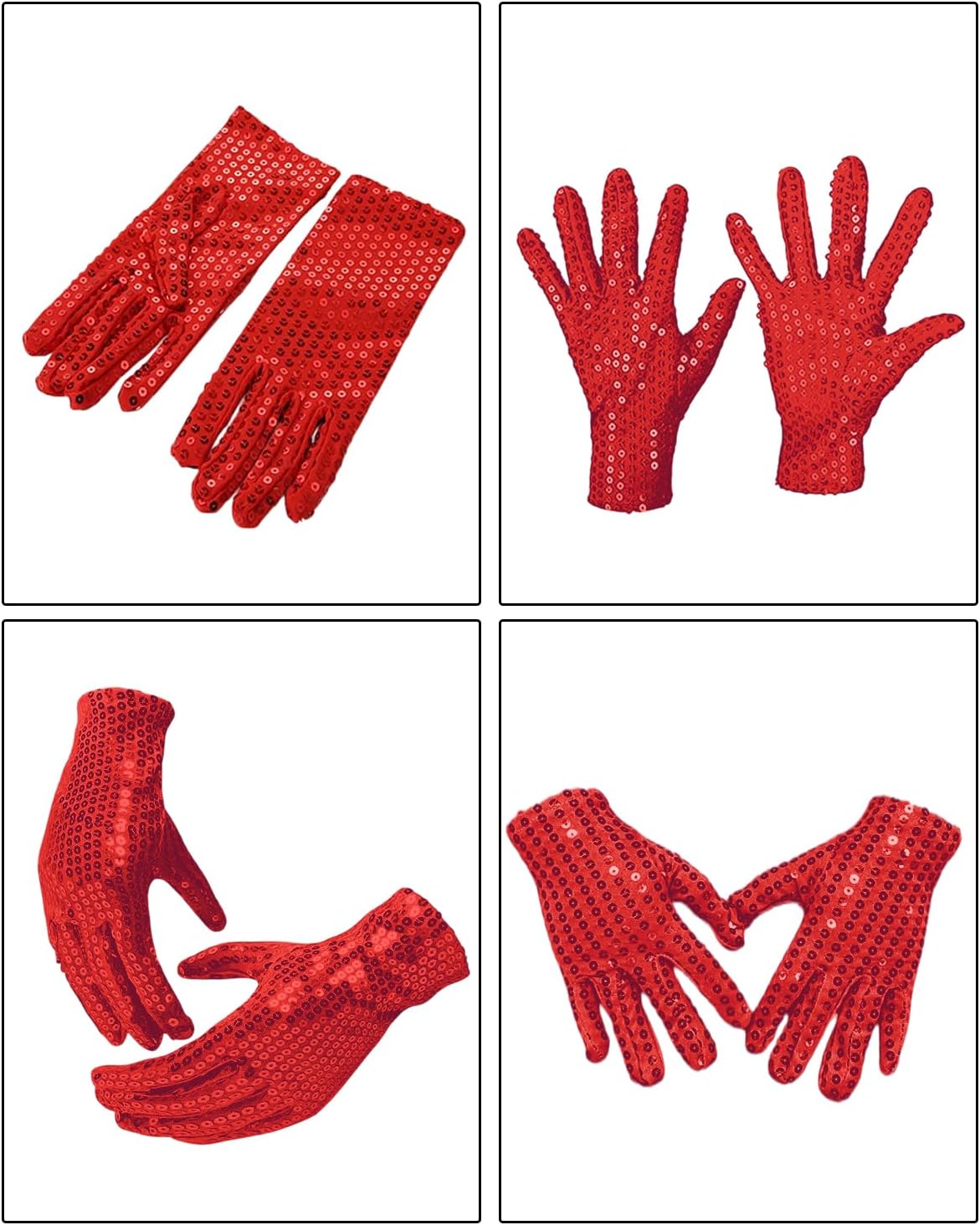AMPOSSTO 1 Pair Sparkly Sequin Gloves for Women Shiny Dance Rave Festival Gloves Mittens Glitter Costume Accessories