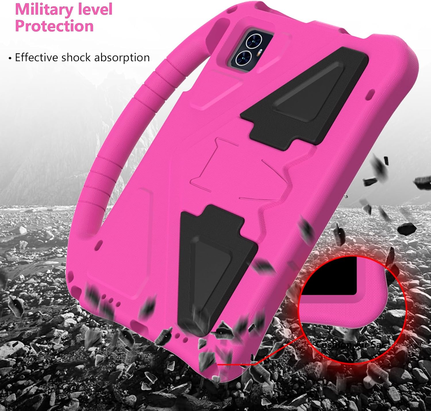 for Revvl Tab 2 Case 2025, Kids EVA Cover with Strap Handle Stand, for Tmobile Revvl Tab 2 Case 10.1'', Pink