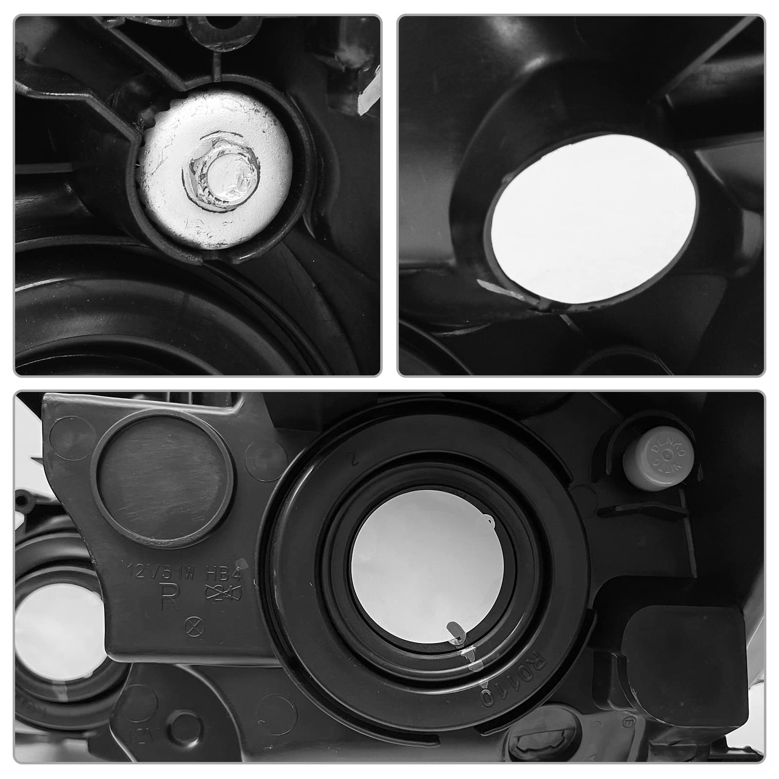 ADCARLIGHTS 2003-2007 Accord Headlight Assembly for 2003-2007 Honda Accord 2/4dr Clear Lens Chrome Housing with Amber Reflector Headlamp Replacement Left and Right