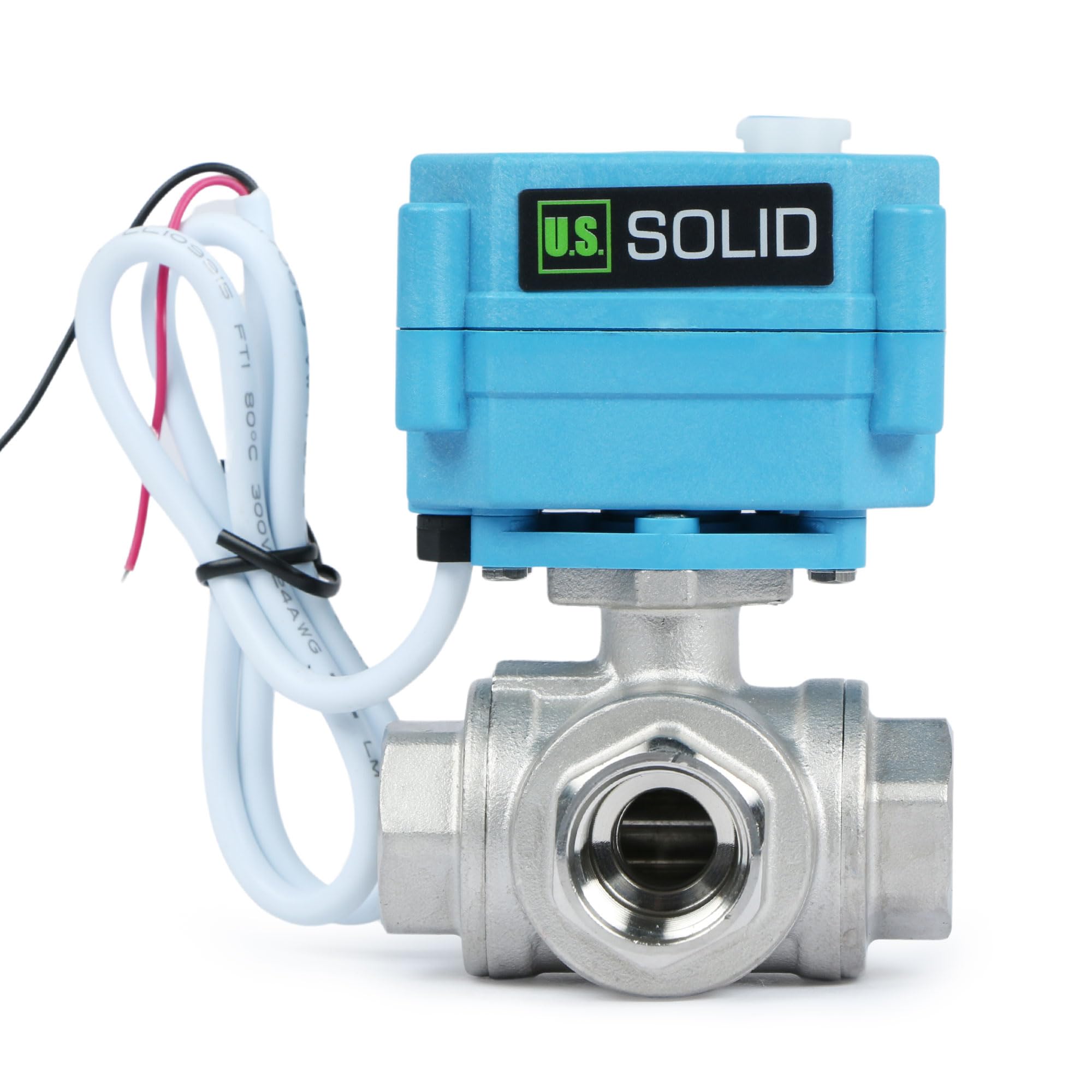 Electric 3 Way Motorized Ball Valve, Heavy Duty Multipurpose L Type Water Shutoff Valve, 3 Way Valve with Manual Function - Image 2