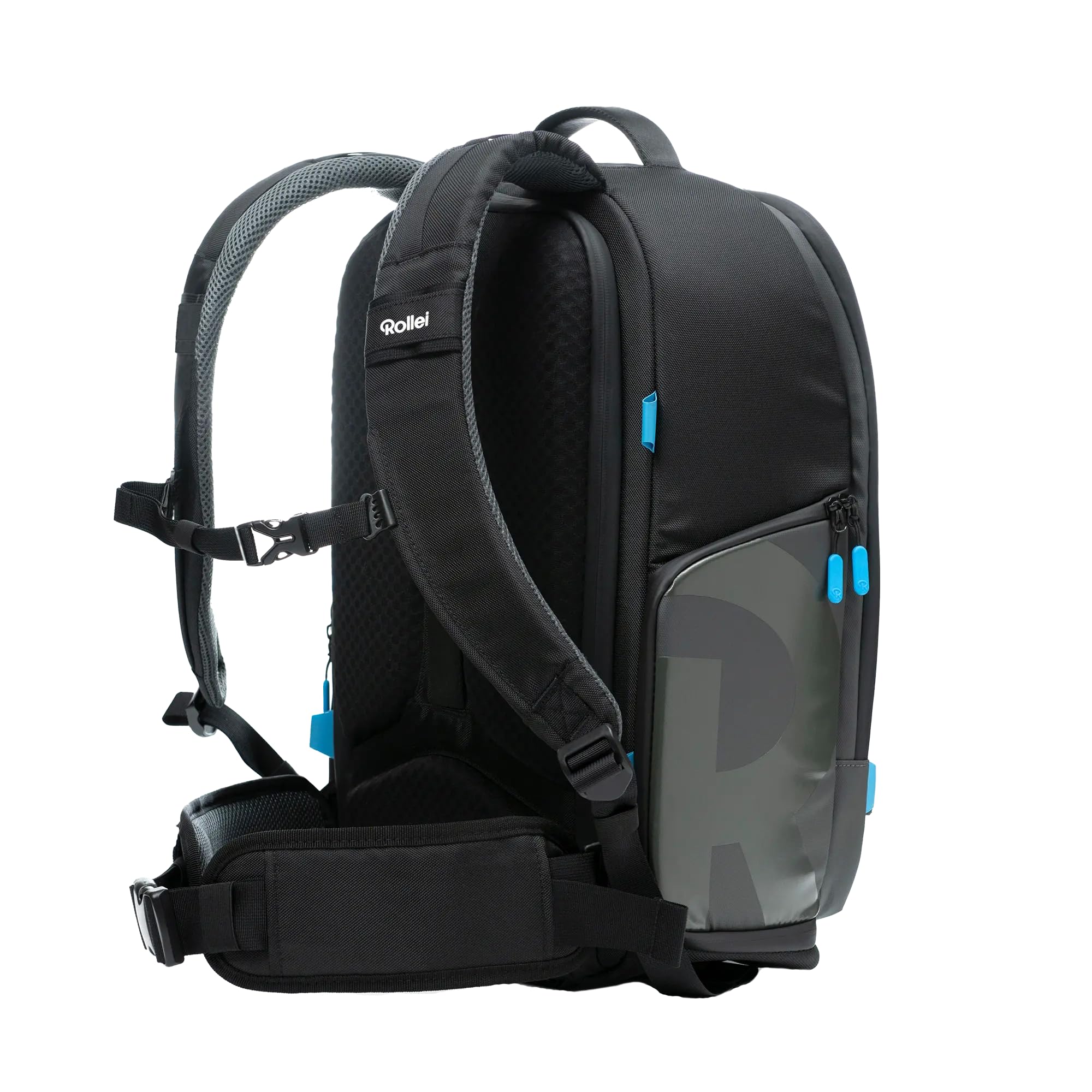 Rollei Fotoliner Ocean Pro: Großer Kamerarucksack in Schwarz aus 49 recycleten PET-Flaschen, Handgepäck-geeignet, inkl. Laptop-Fach, versetzbare Trennwände