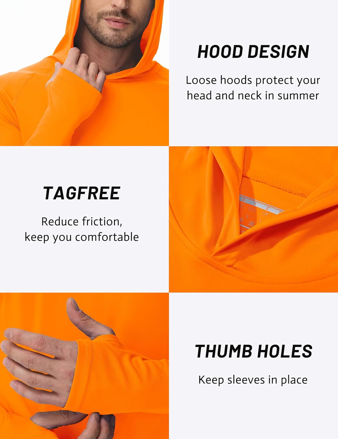 TACVASEN Men's Long Sleeve Active T-Shirts UPF 50+ Hoodies Sun Protection Shirt Lightweight Quick Dry Rash Guards - Image 6