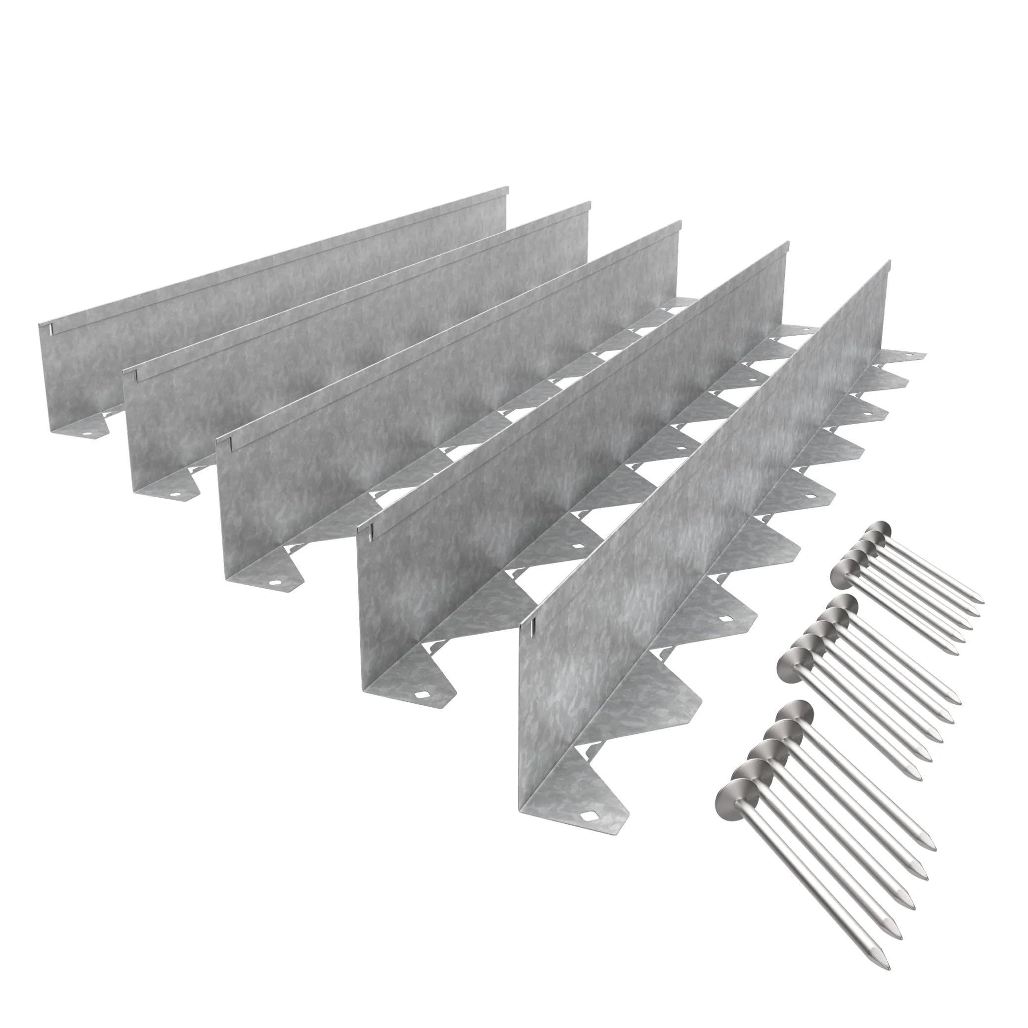 Vodaland Galvanised Steel Border Edging System 10cm Height with Secure Anchors - Robust Edging Broder for paths, flower beds, and landscaping (5 Metres)
