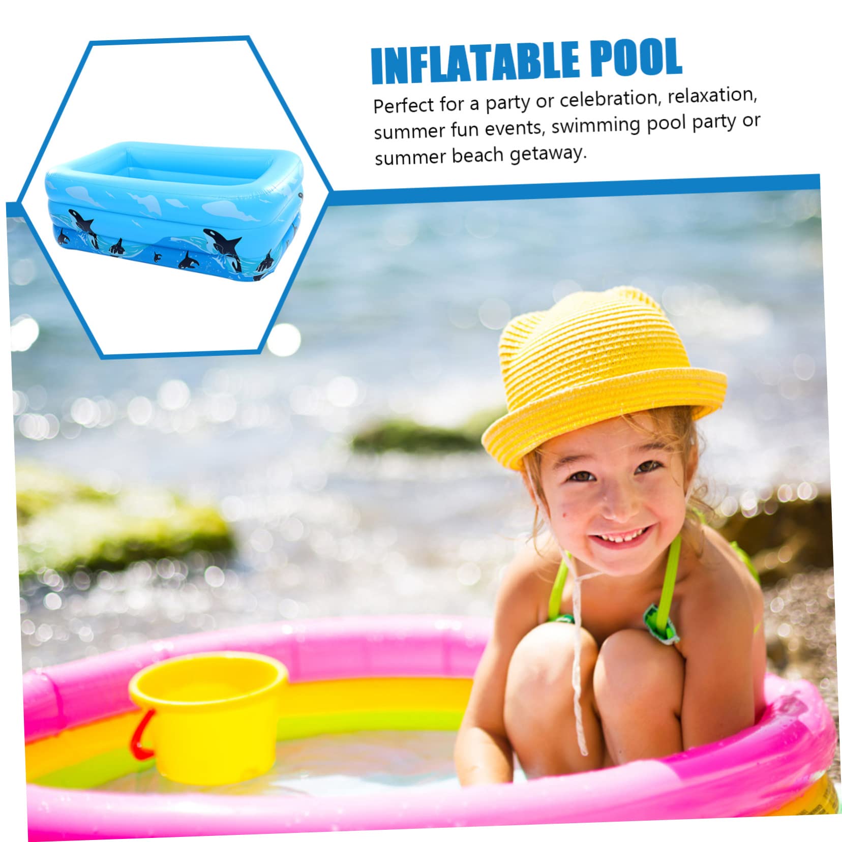 Piscina Hinchable para Niños de PVC Azul, Inflado Rápido