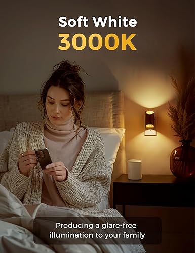 Miniatura 5 de L LOHAS LED Luz nocturna, luces nocturnas regulables para enchufar a la pared, sensor de atardecer a amanecer, blanco suave 3000K, 0-100LM, luz