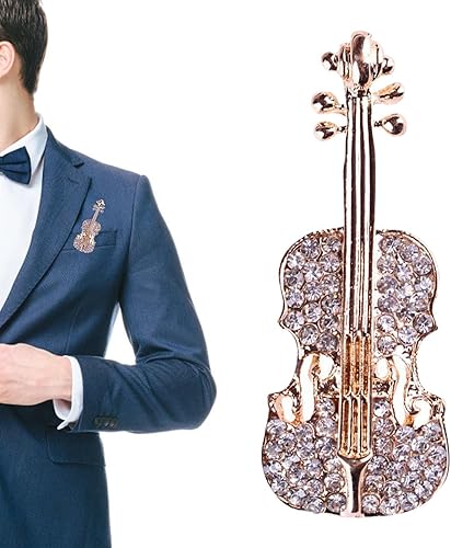 Xuyuan Violin Brooch,Creative Violin Crystal Brooch - Musical Instrument Sparkling Rhinestone Brooch Pin Jewelry Gifts Party Favors