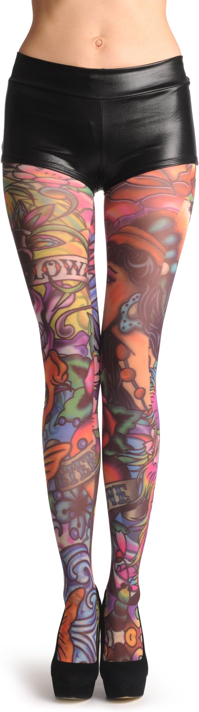 LissKiss A Girl With Flowers Tattoo - Pantyhose
