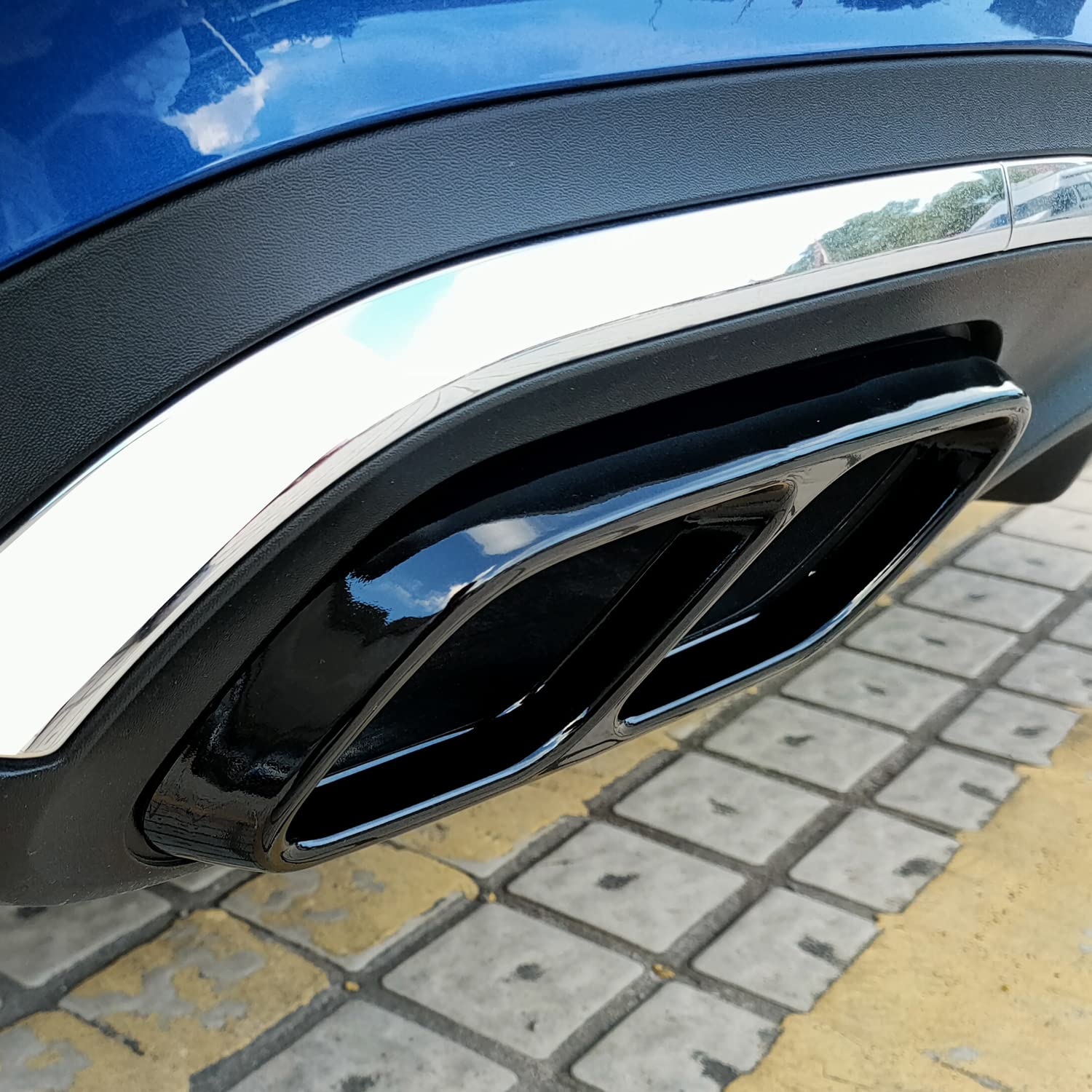 Diffusore di scarico cromato acciaio inox 2 pezzi nero per Classe C W206 T S206 AMG Line 2022