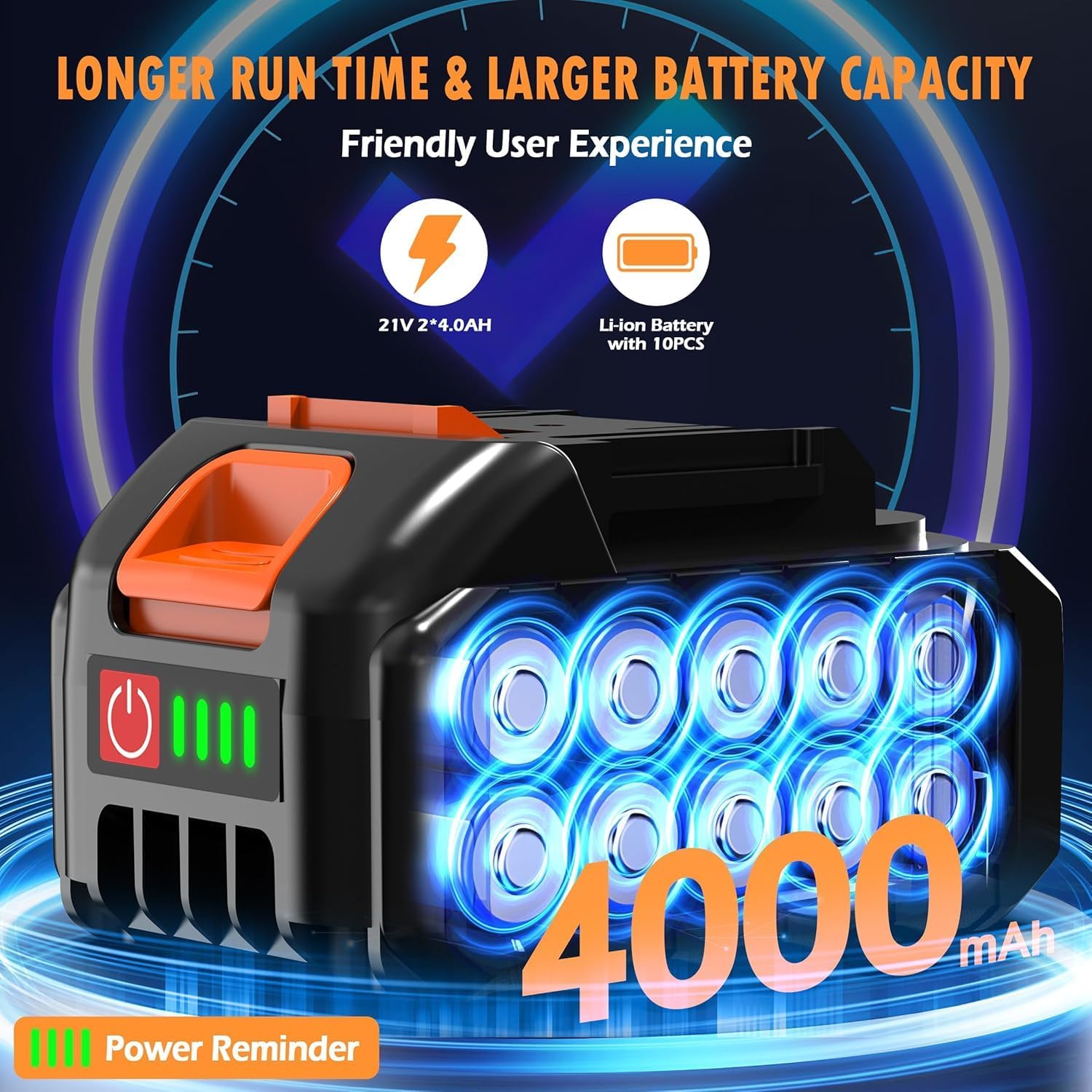 Cordless Car Buffer Polisher, Car Polishing Kit with 21V 2 X 4.0Ah Batteries, Orbital Eccentric Buffers with 8 Variable Speed Up to 6000 RPM, 6IN Touchscreen Buffer for Car Detailing/Scratch Removing - Image 2