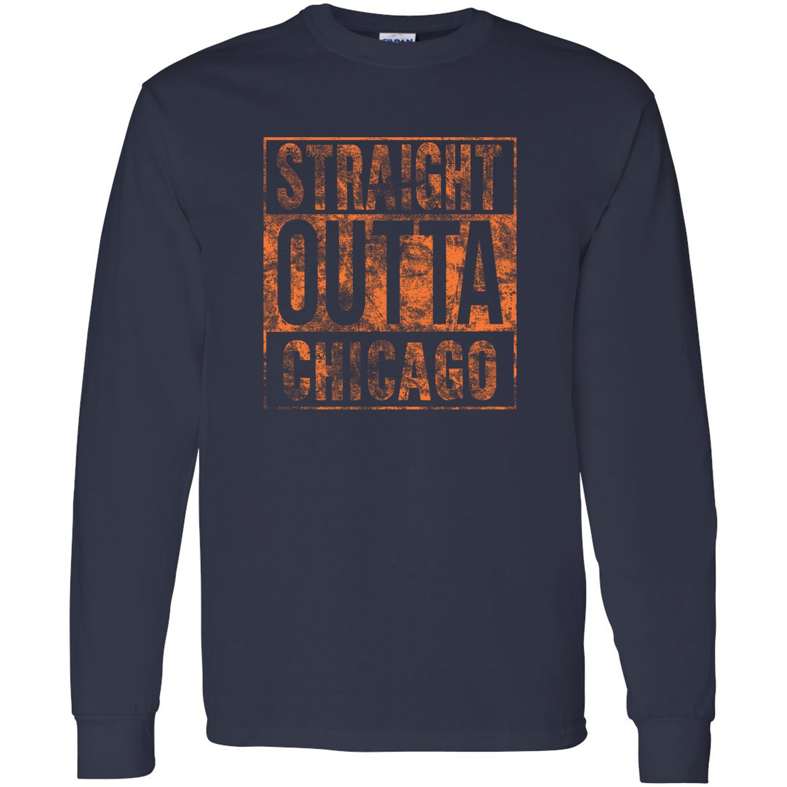 UGP Campus ApparelStraight Outta Chicago Long Sleeve T-Shirt - Medium - Navy
