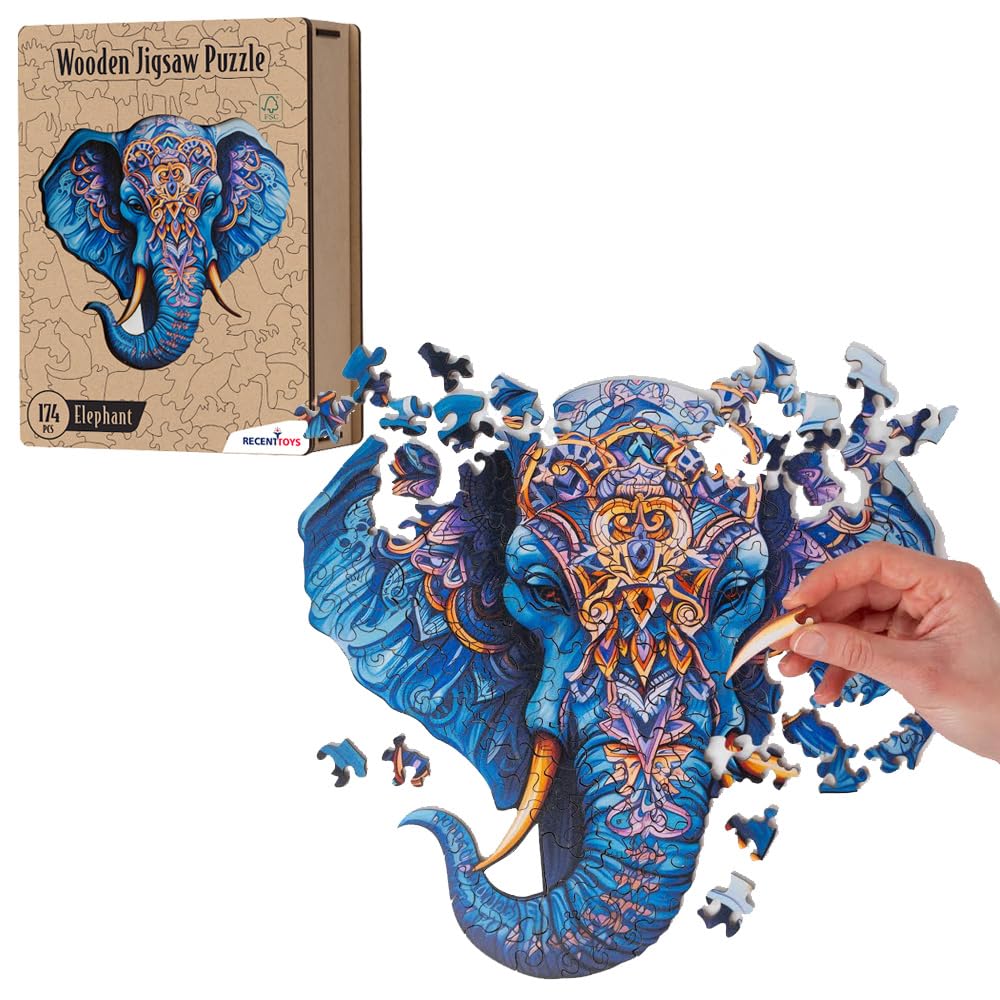 Recent Toys Wooden Jigsaw Puzzle Elephant for Adults and Kids.174 Piece puzzle