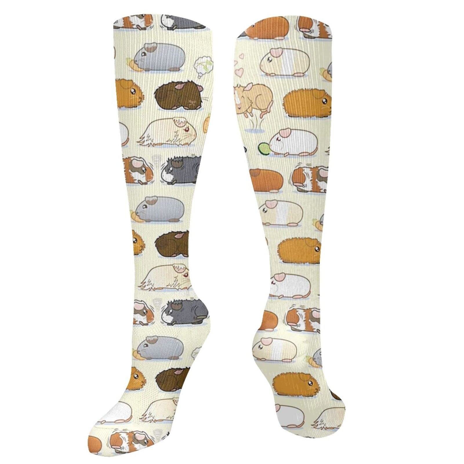 Guinea Pig Parade Art Print Compression Socks for Women & Men Circulation 15-20 mmHg is Best Support for Athletic Running Cycling