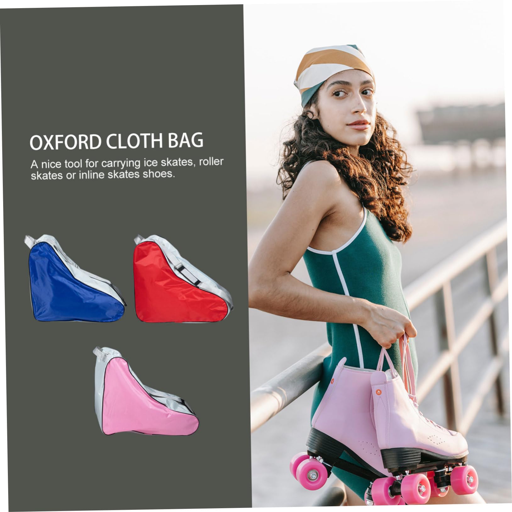 BESPORTBLE Borsa per Pattini 3 Pezzi in Poliestere per Uso Outdoor | Formato Portatile, Look Semplice e Moderno, Custodia per Pattini a Rotelle e Ghiaccio