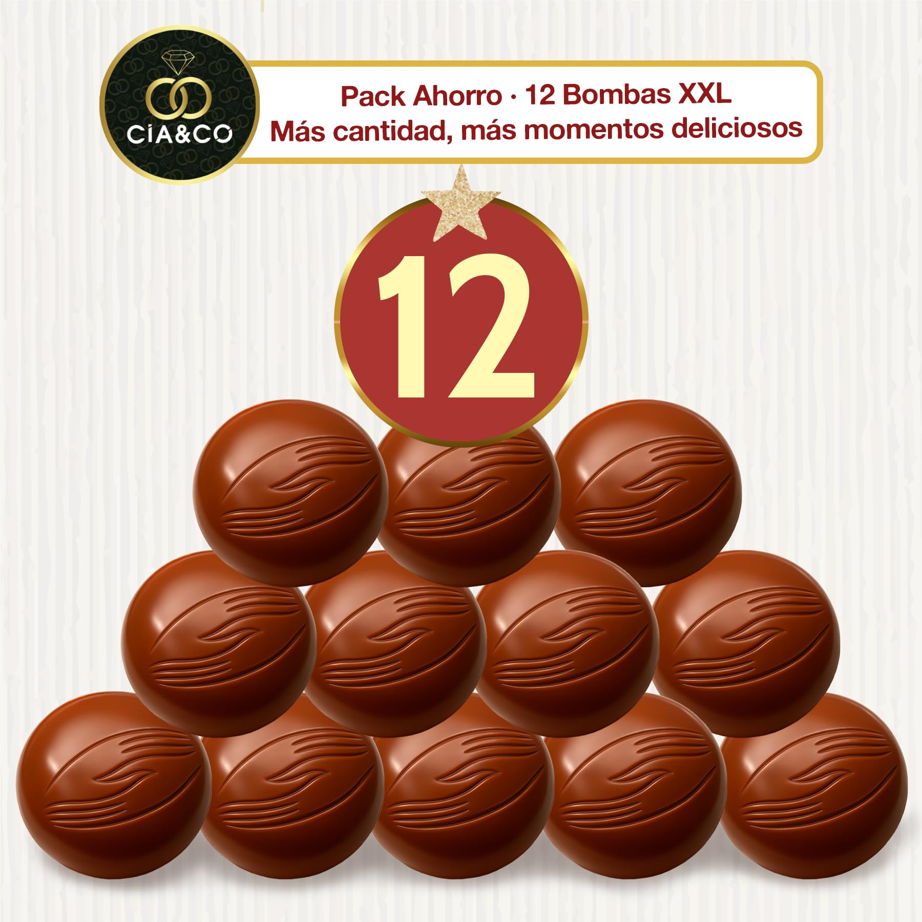 Bolas de Chocolate Caliente Belga con Nubes Pack XXL 12 Bombas Premium Malvaviscos Chocolate a la taza Regalo Navideño