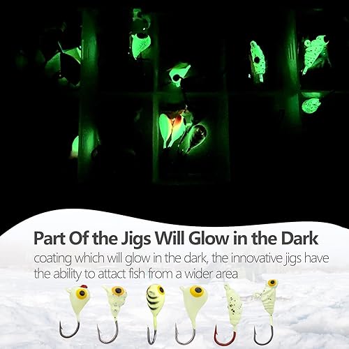 Miniatura 4 de THKFISH Señuelos de pesca en hielo, señuelos de pesca en hielo, plantillas de Walleye, kit de plantilla de pesca en hielo, plantillas de pesca en