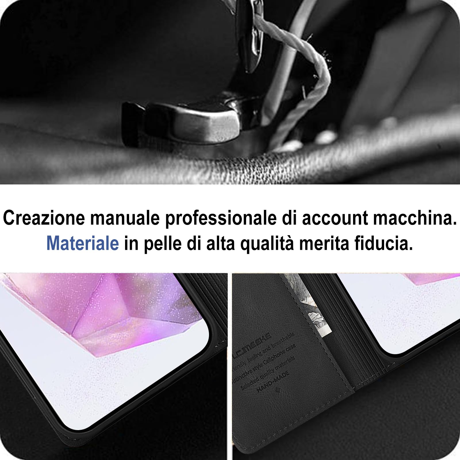 Giyer Cover per Samsung Galaxy A35 5G Custodia con Vetro Temperato, Premium Pelle PU Portafoglio Slot per Scheda RFID Antifurto Funzione Supporto Flip Case, Antiurto per Samsung A35 5G Cover (Nero)