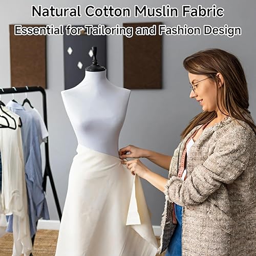 Miniatura 5 de Simple&Opulence Tela de muselina 100% algodón de 58 pulgadas de ancho por yarda, tela ligera natural sin blanquear para coser, material drapeado