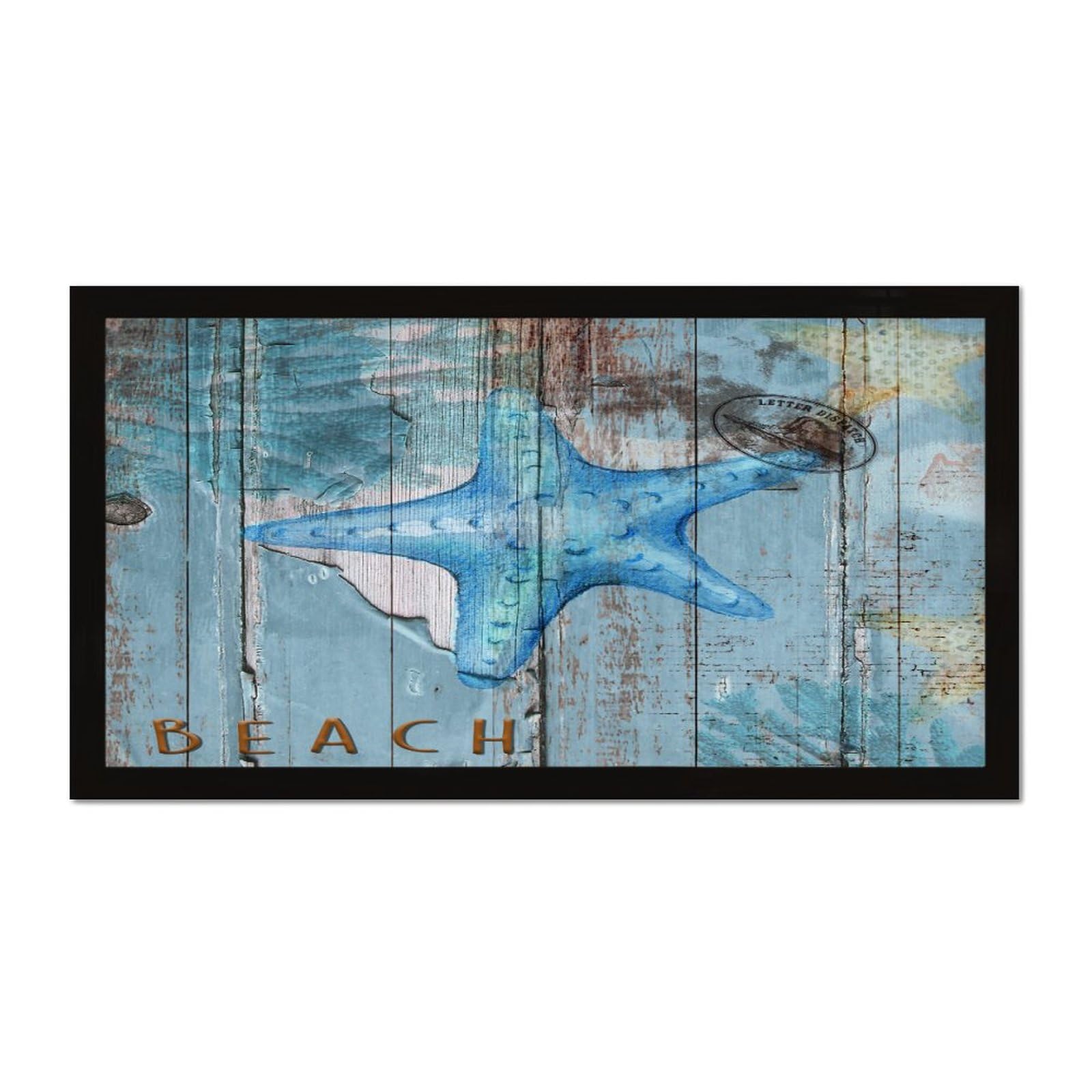 Panneau en bois océan et étoile de mer déco murale marine style vieilli