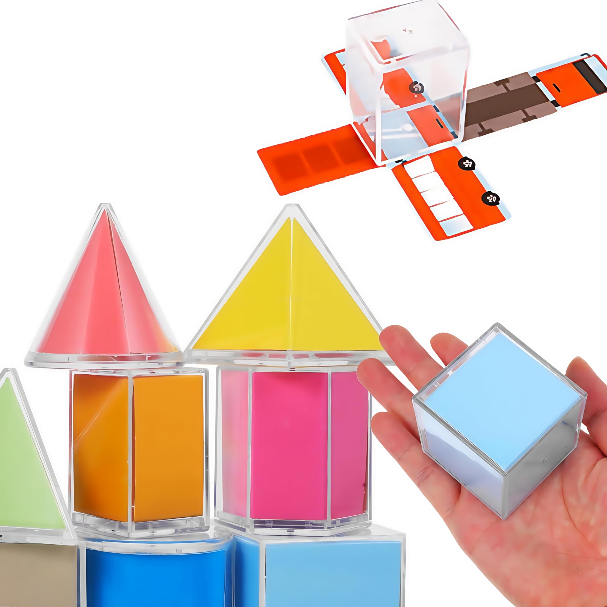 8 Stück geometrisches Modell, 3D-geometrische Figuren, geometrische Formen-Manipulative, für den Unterricht zum Zählen der mathematischen Manipulative-Blöcke aus Kunststoff-Kit und wissenschaftliche