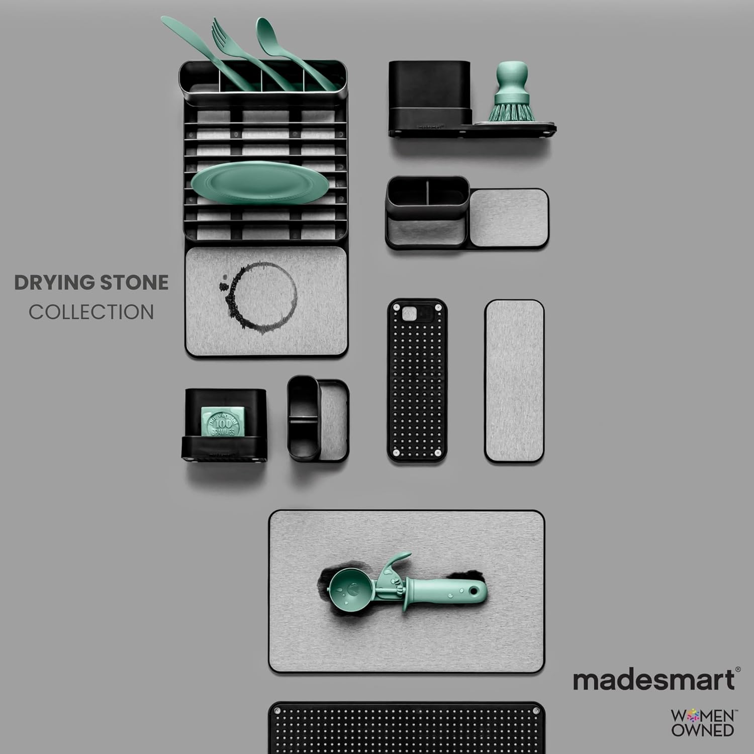 madesmart Drying Stone Dish Mat, Granite