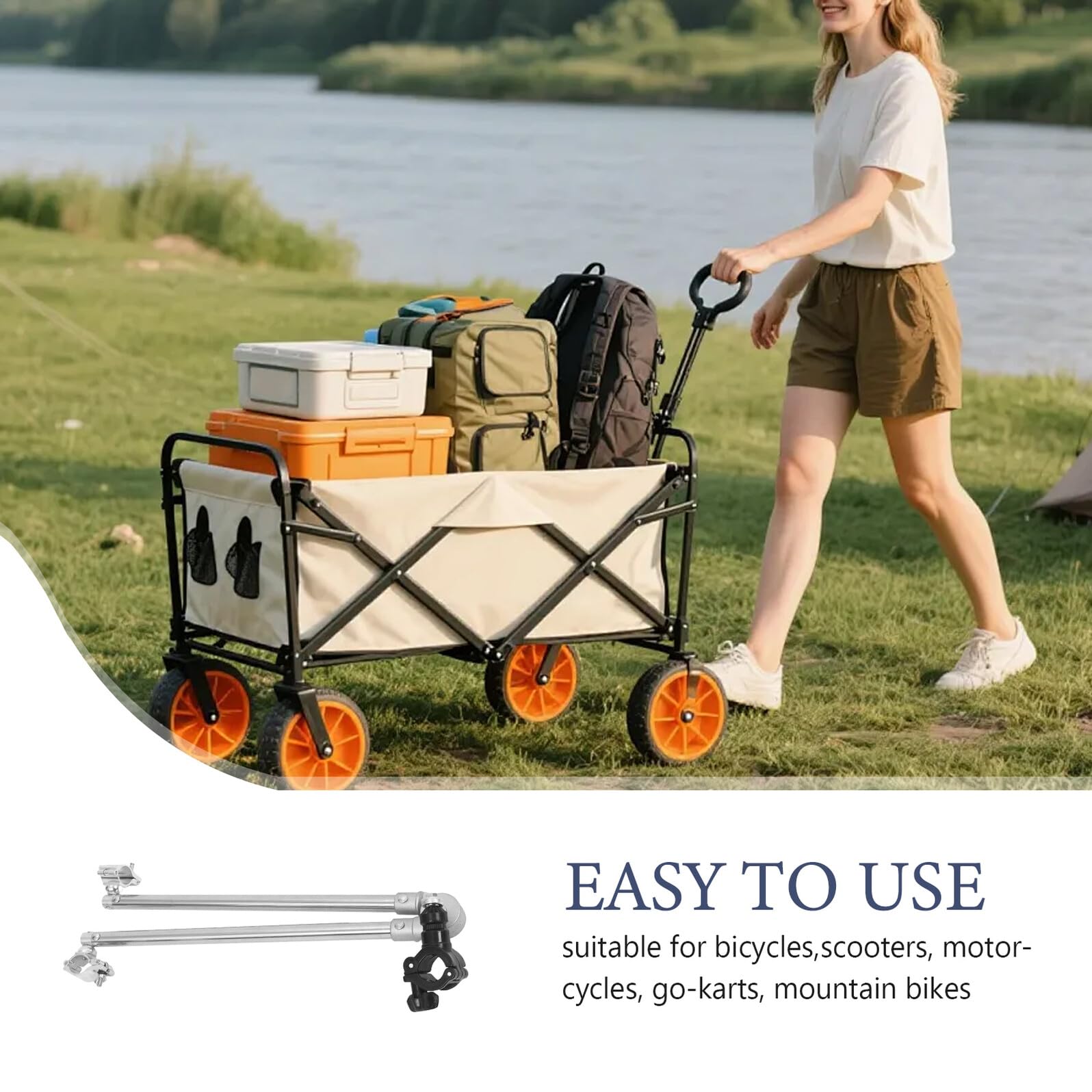 Anhängeradapter Fahrradanhängerkupplung aus Robustem Material Schnellspannbar Einziehbar Kompatibel für E-Bikes Bollerwagen Campingwagen Universalverbinder für Outdoor Transport