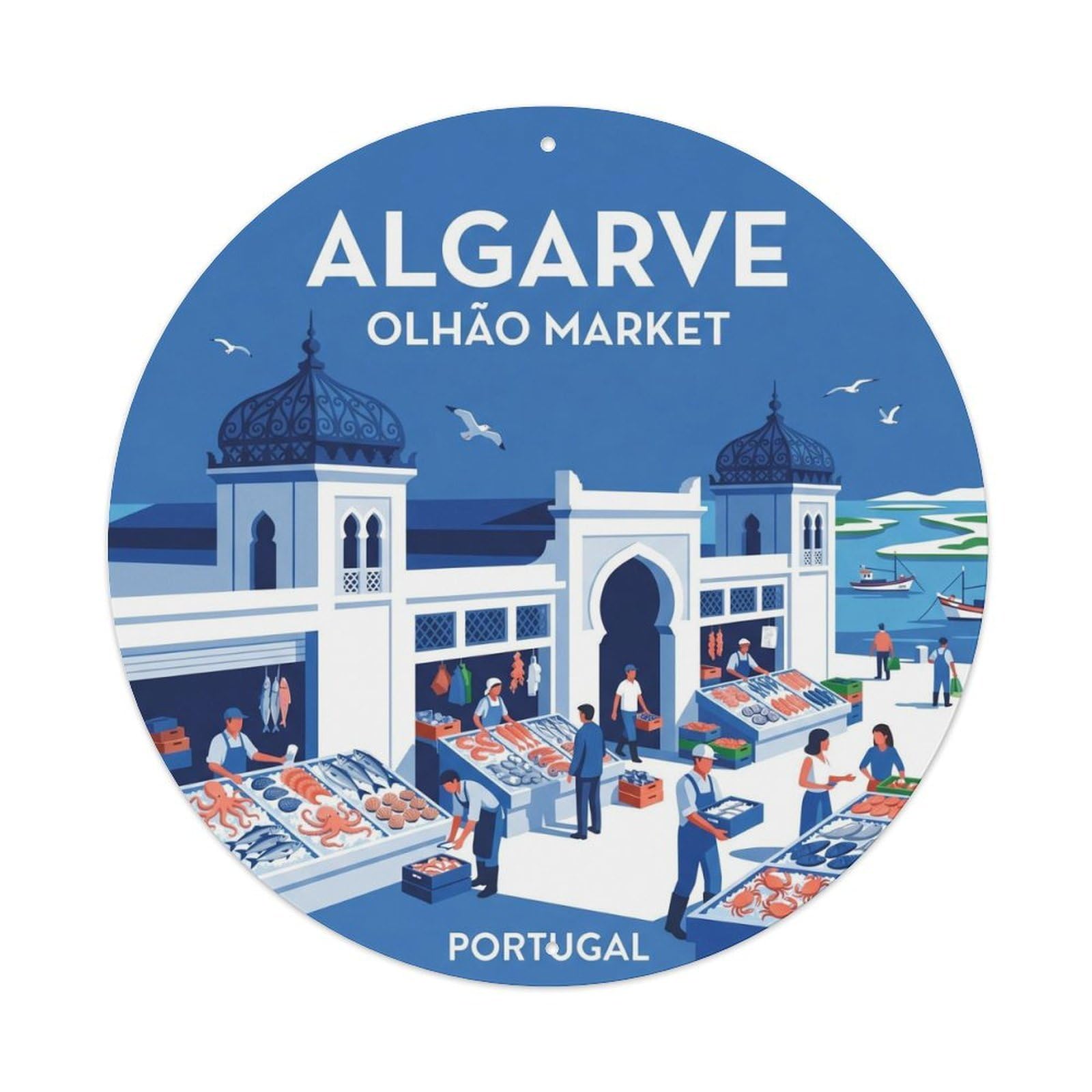 Olhnbad Style Portugal Algarve Olhao Market Regional Culture Metal Tin Sign