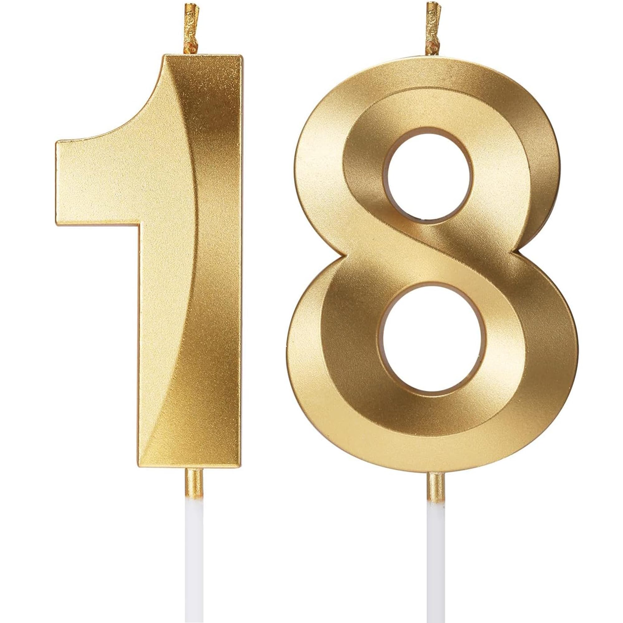 Toyventures Gold Birthday Candles Number Candles Age Year For Cakes Happy Birthday 3D Designed Wedding Anniversary Party Cake Topper Decorations (, 18)