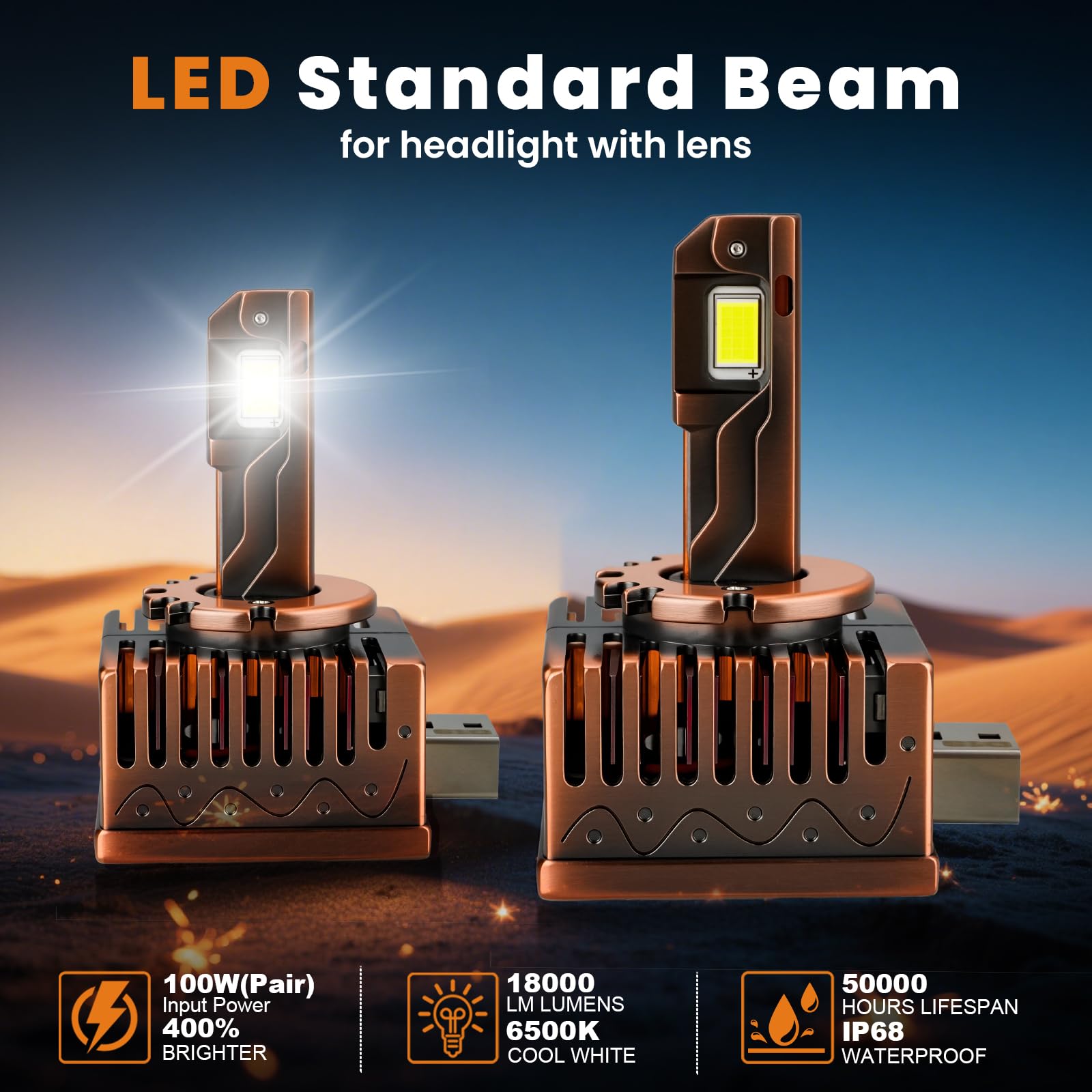 APAKA D3S LED Lampadine LED per Auto, Canbus Prova di Errore, 100W 18000LM 6500K 400% Brillante, Sostituisci Lampade allo xeno HID OEM, Con Effetto di Raffreddamento Tramite Ventola, 2PCS