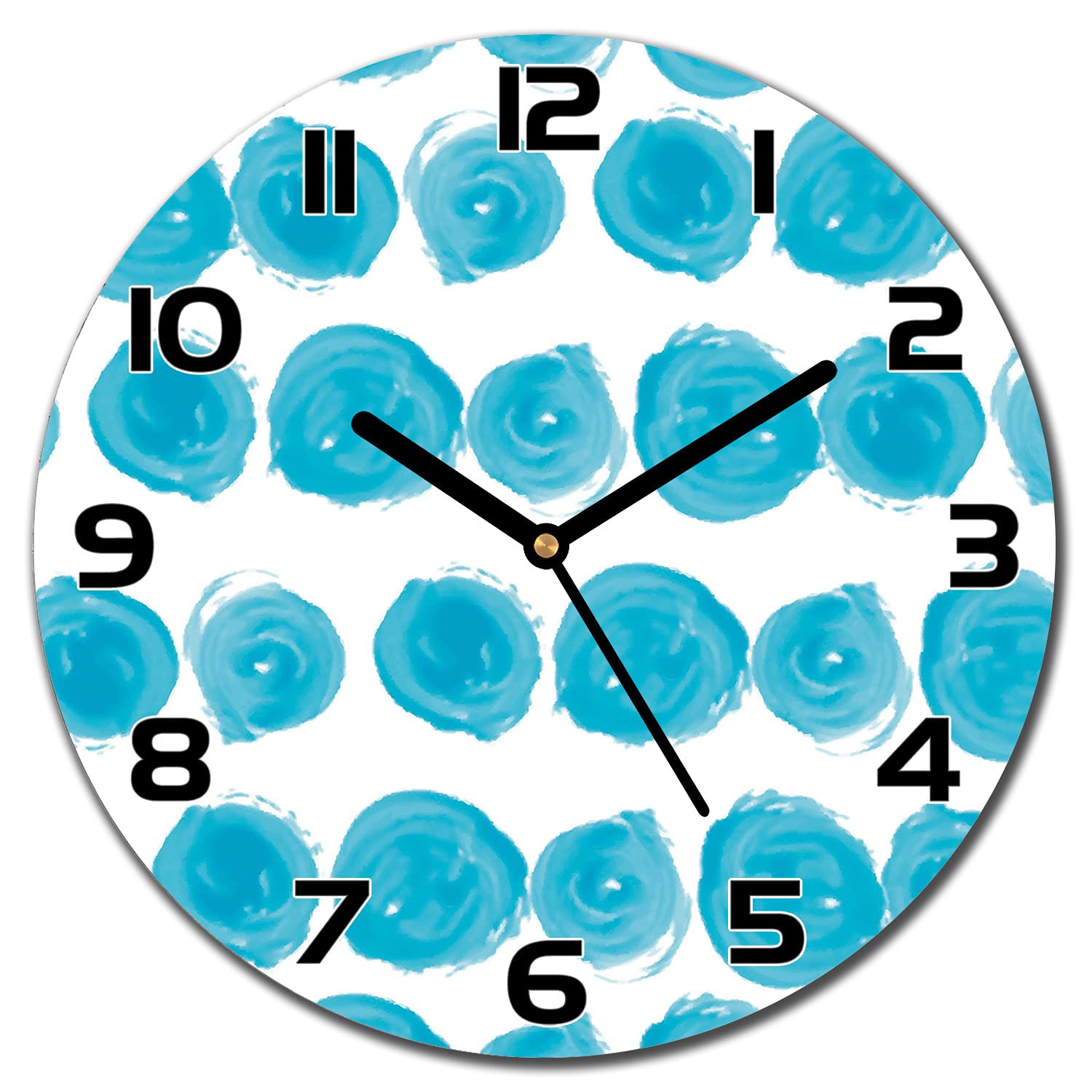 Horloge murale en verre pour cuisine et salon deco avec ses fines aiguilles noires design