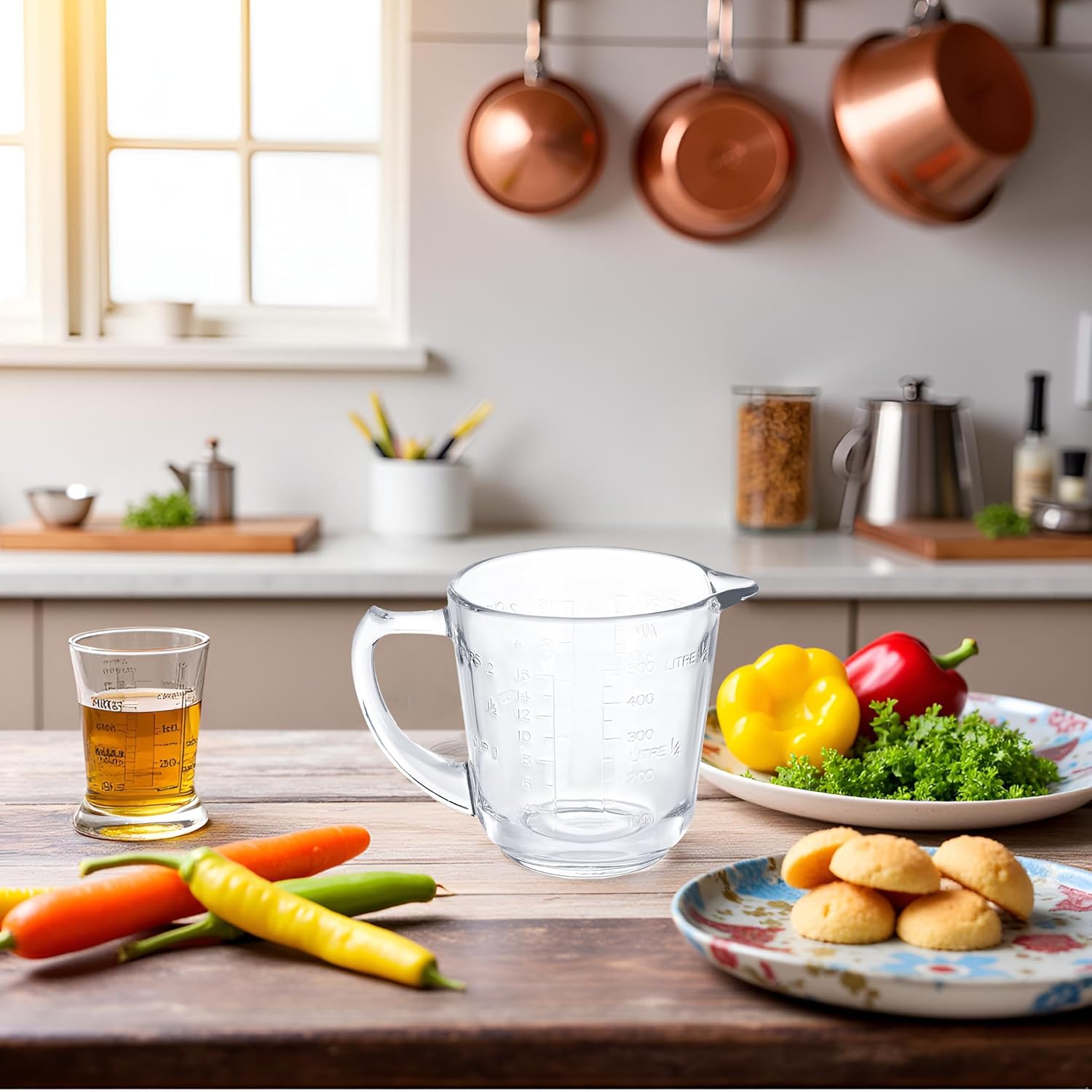 Left Handed Glass Measuring Cups for Left Hand People(2-Cup, 500 ml)